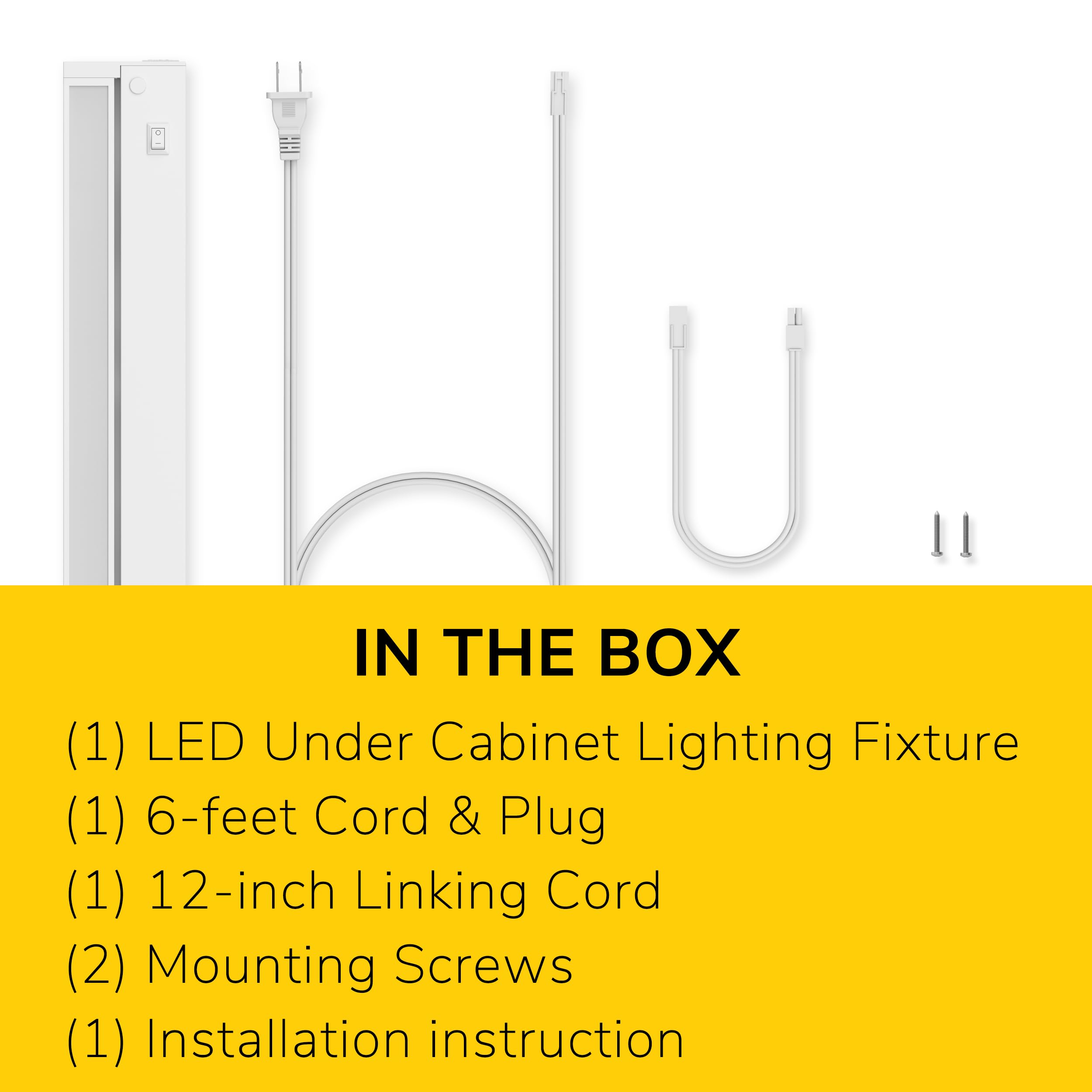GETINLIGHT Swivel LED Under Cabinet Lighting, Dimmable 2700K/4000K, 12 Inch, White, Model IN-0109-2-WH