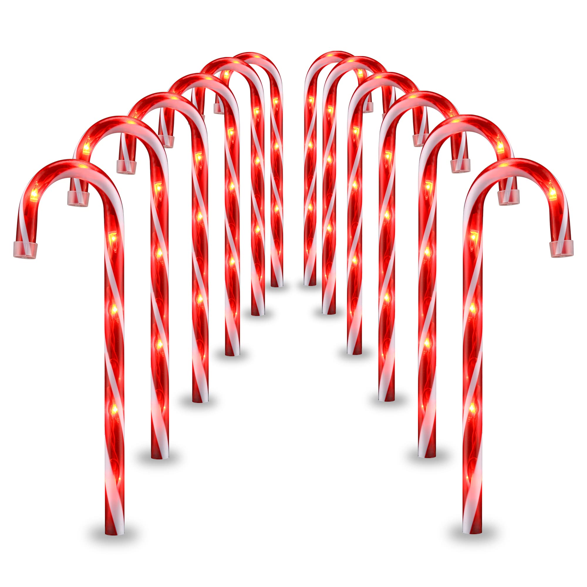 GAGALIFE 16-inch Candy Cane Lights, Outdoor Christmas Pathway Markers, 12 Pack Christmas Candy Cane Light for Driveway, Walkway,