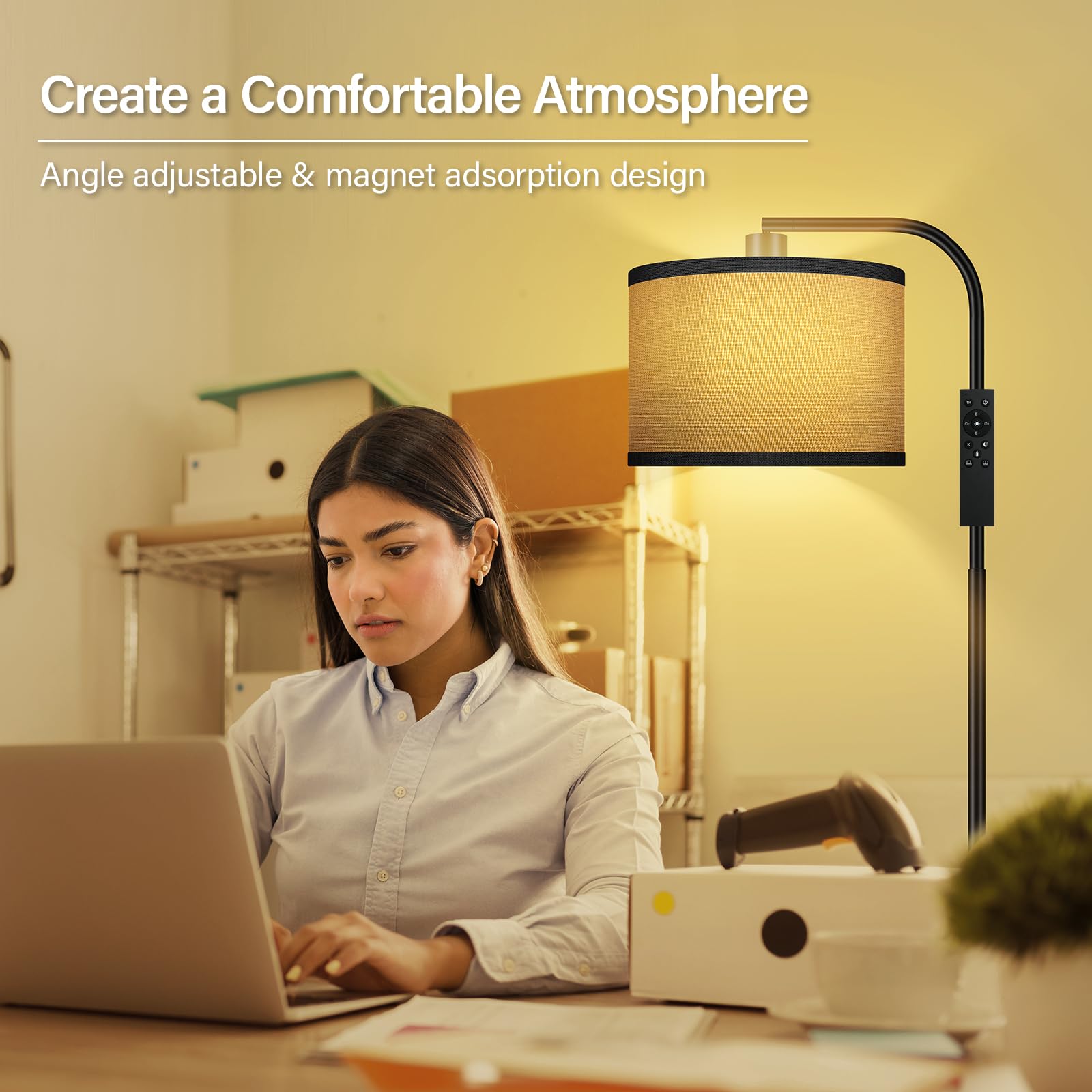 Boostarea Dimmable Floor Lamp For Living Room,Arc Sofa Lamps With Remote,Stepless Dimmable & Colors Temperature 2700K-6500K,67 I