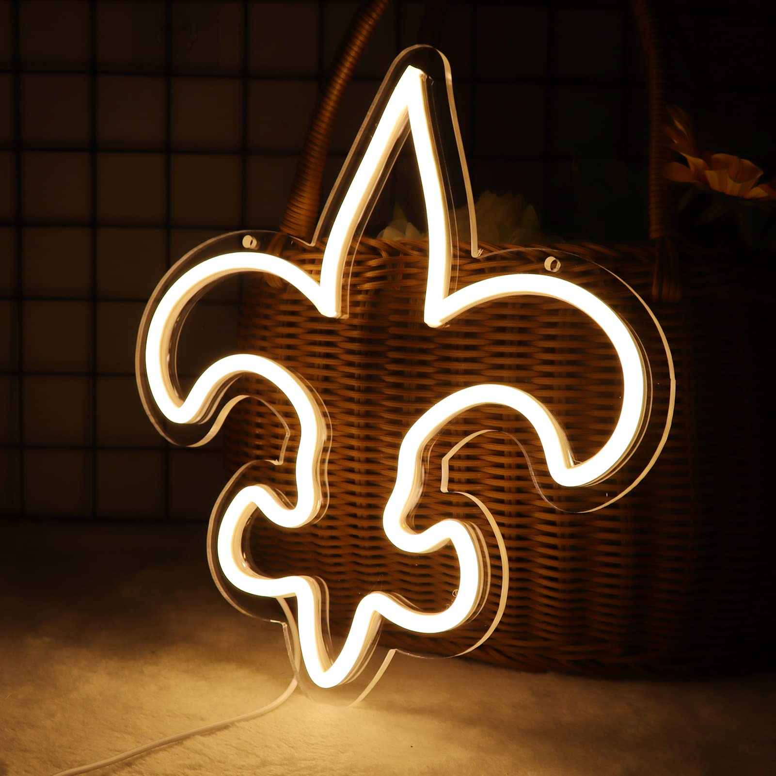 WonderfulLife Neon Sign for Home Bar, 12x11 inches, Saints Logo, Easy Hanging, USB Powered