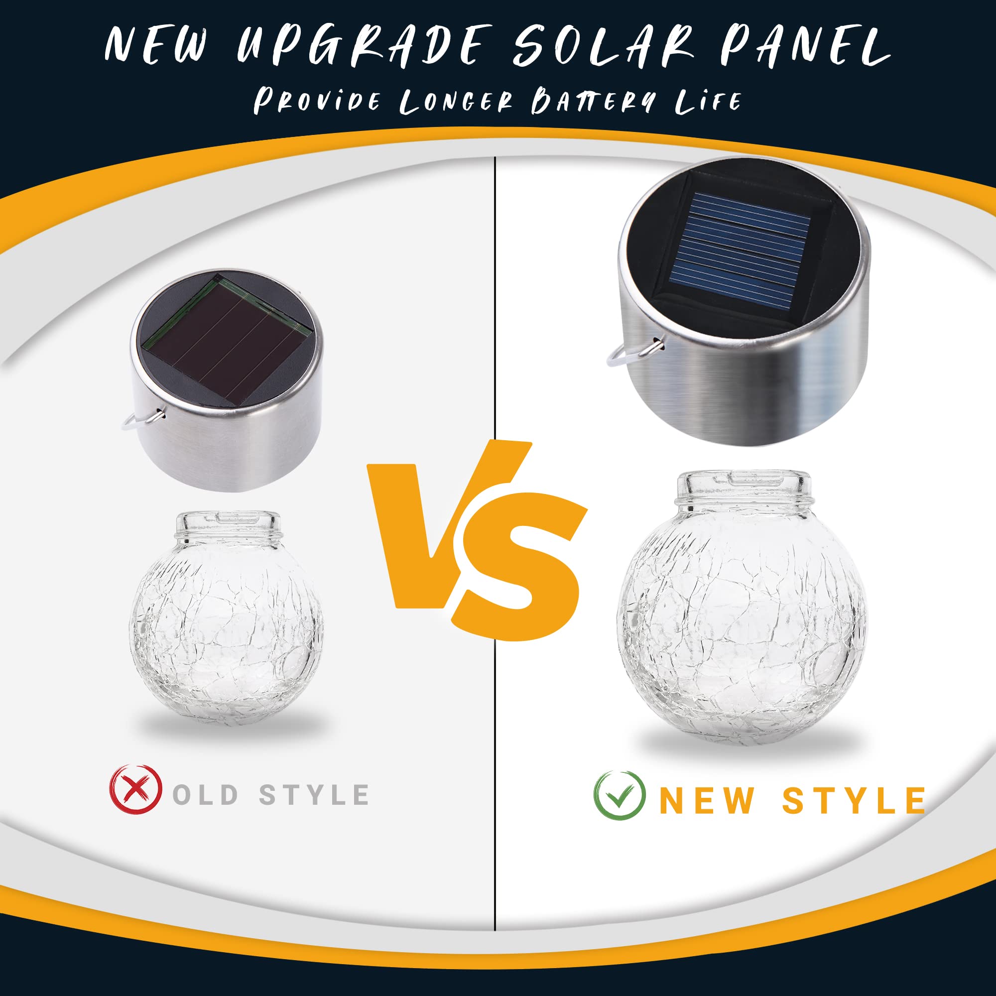 Gigalumi 16 Pack Solar Outdoor Lights, Solar Hanging Lights For Christmas Decoration-Cracked Glass Solar Lights Outdoor Waterproof For Garden, Yard, Fence, Tree(Cold White)