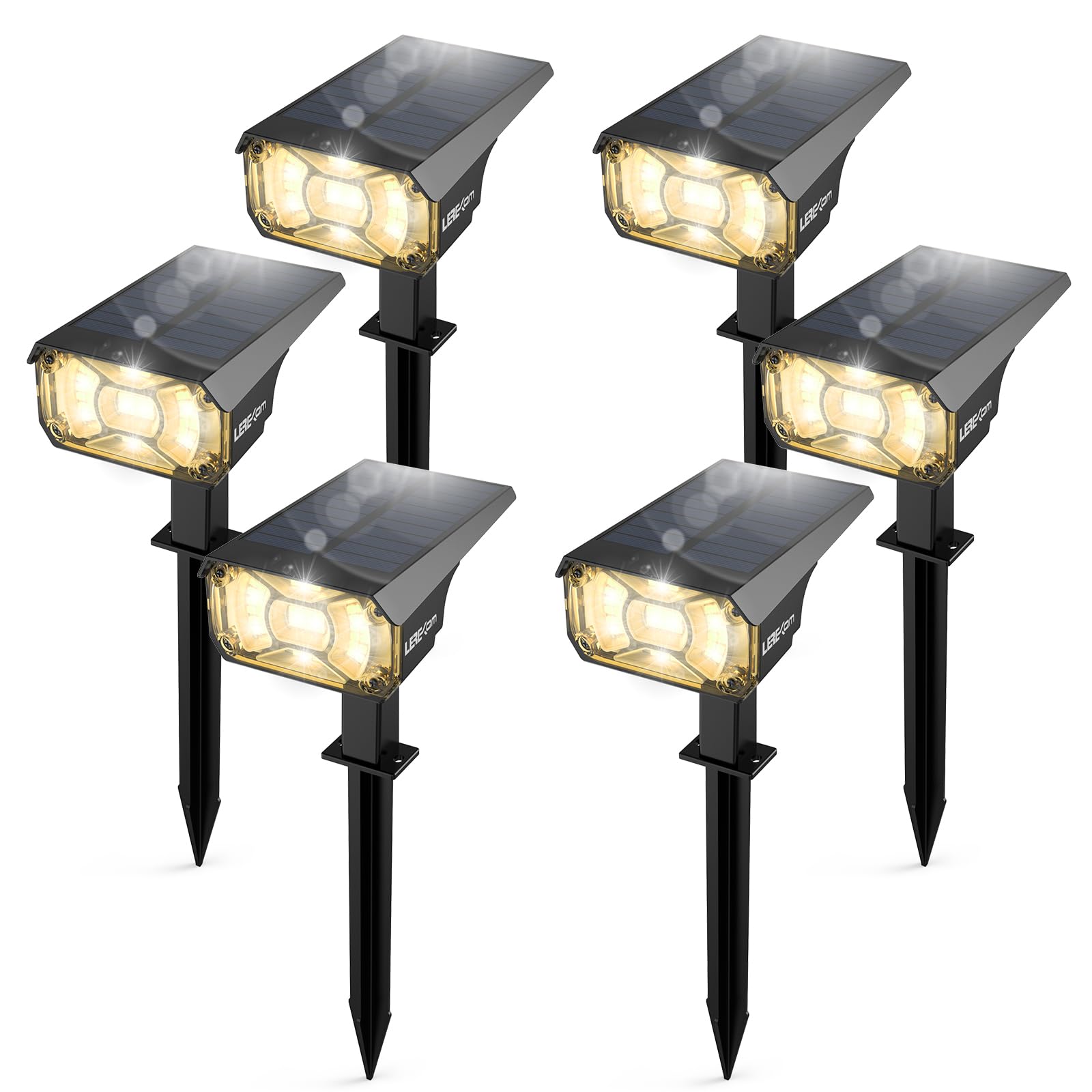 LEREKAM Solar Outdoor Lights, 40 LEDs, 3 Brightness Modes, USB Charging, Waterproof, 6 Pack, Warm White, Model C2