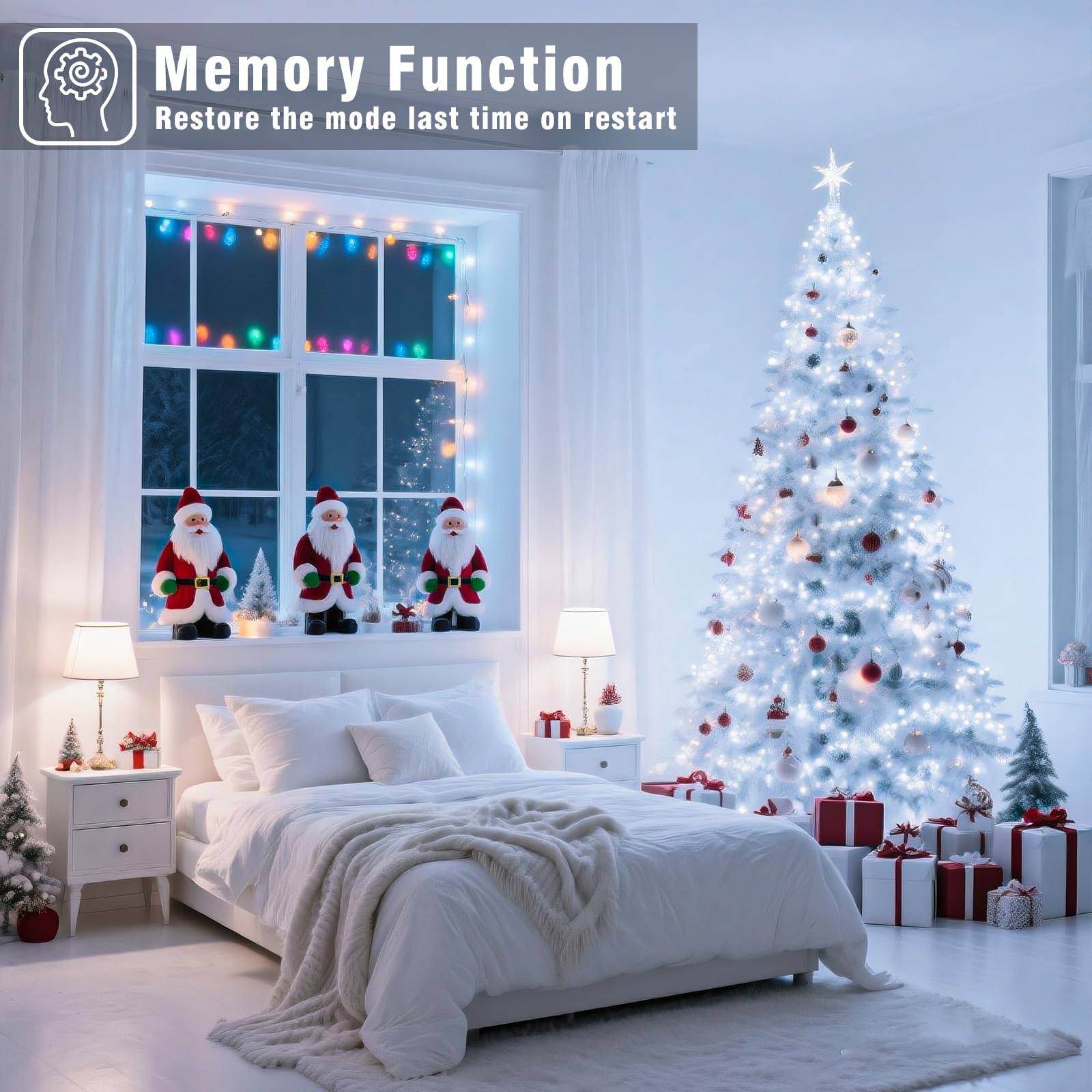 Nielfoi 800 Led Christmas Lights Outdoor Indoor  Christmas String Lights Indoor With 8 Modes Waterproof  Plug In Twinkle Fairy Lights Clear Wire For Xmas Tree  Patio  Wedding  Party Decor  White