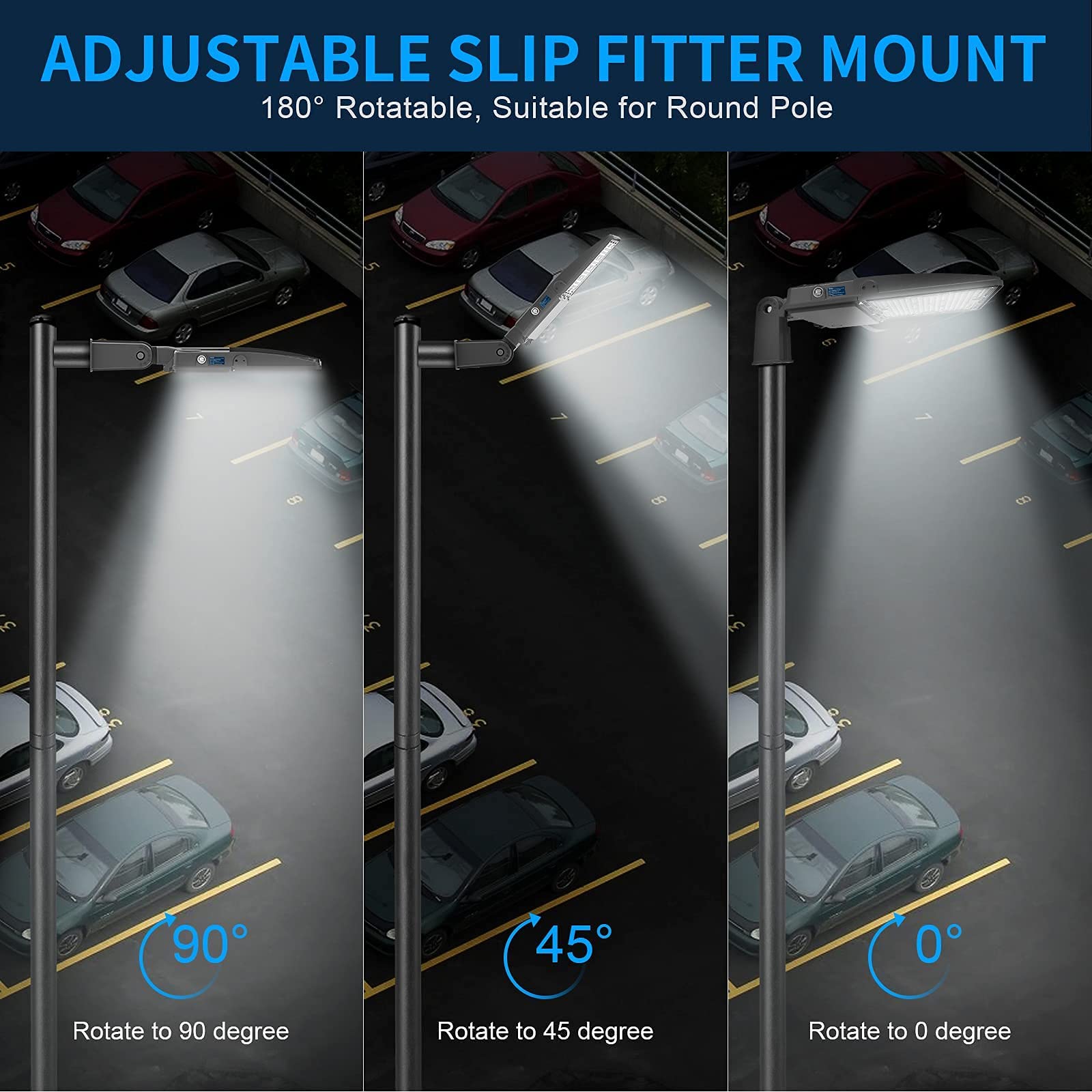 Akk 150W Led Parking Lot Lighting With Adjustable Slip Fitter, 21000Lm (140Lm/W) Led Parking Lot Lights, 5000K Street Light Dusk