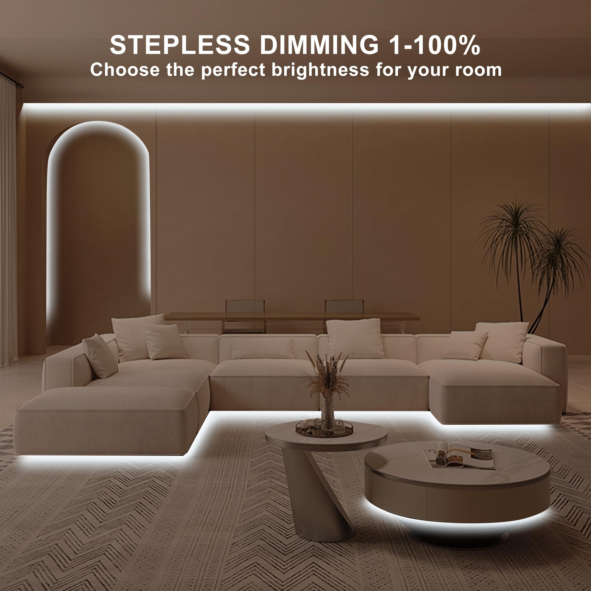 Olaholii 16.4Ft Cob Led Strip Light With Remote, 6500K Dimmable Bright Daylight White Led Cob Strip Light, White Continuous Led