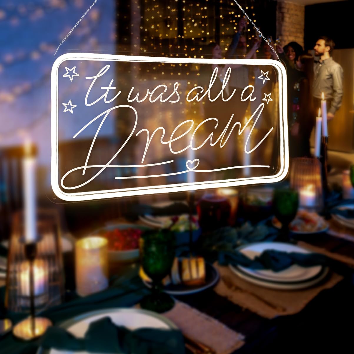 Welltodo Neon Light Sign for Wall Decor, Dream Design, Acrylic, Rectangle White