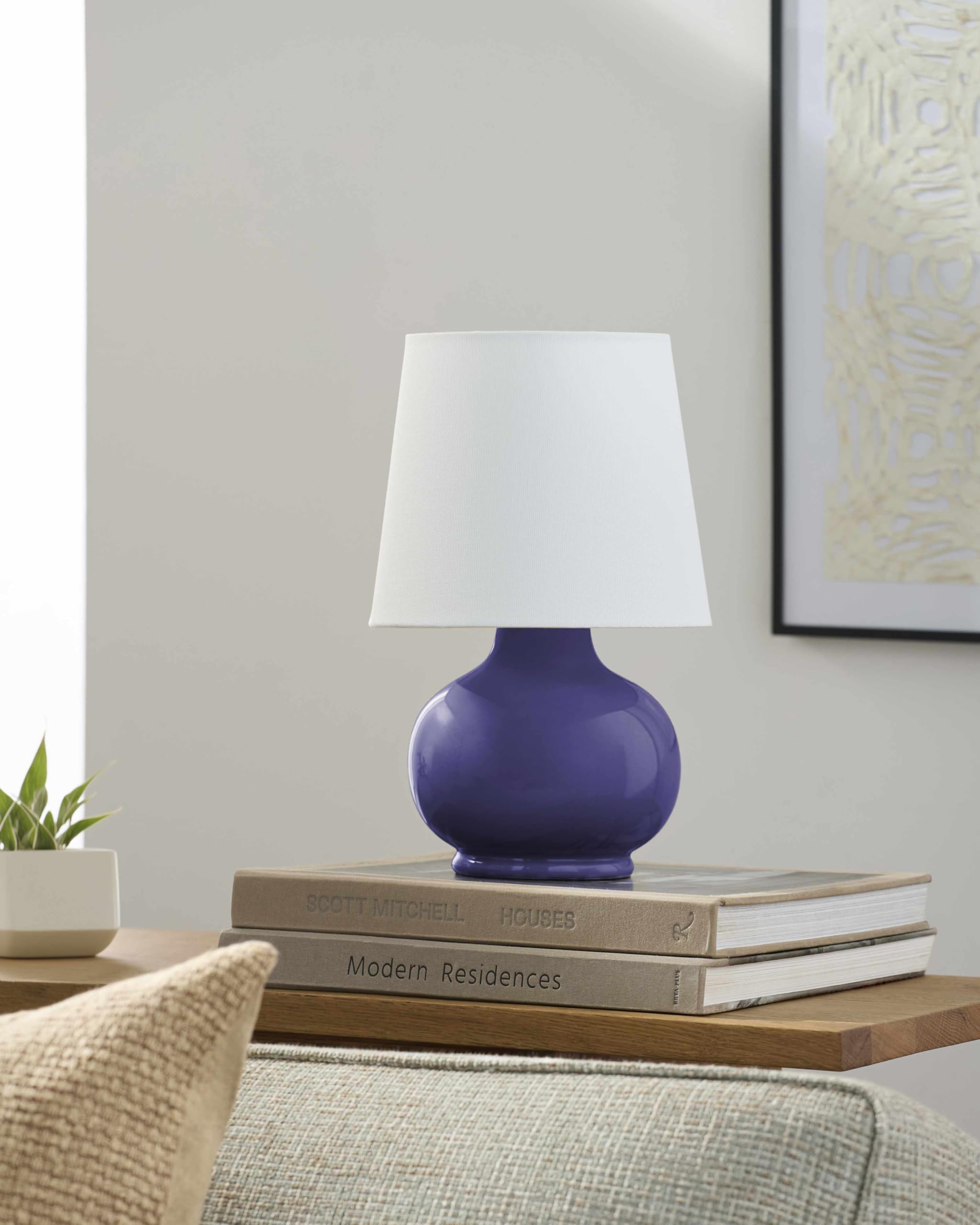 Hauteloom Table Lamp - Ceramic, Navy & White, 13inH x 8inW x 8inD Taper, Model TXCHMC8-019