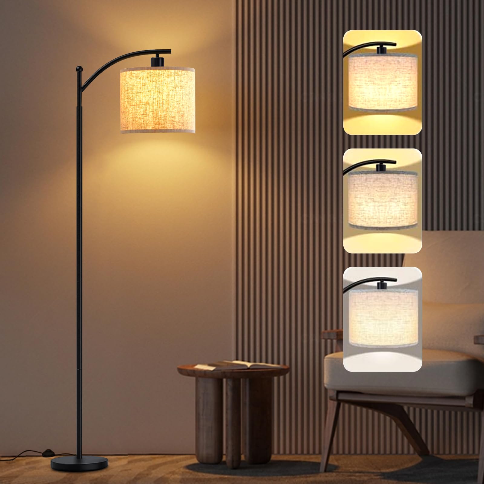 SANGFOR Floor Lamps for Living Room with 3 Color Temperatures, LED Floor Lamp for Bedroom, Boho Standing Lamp for Office, Tall L