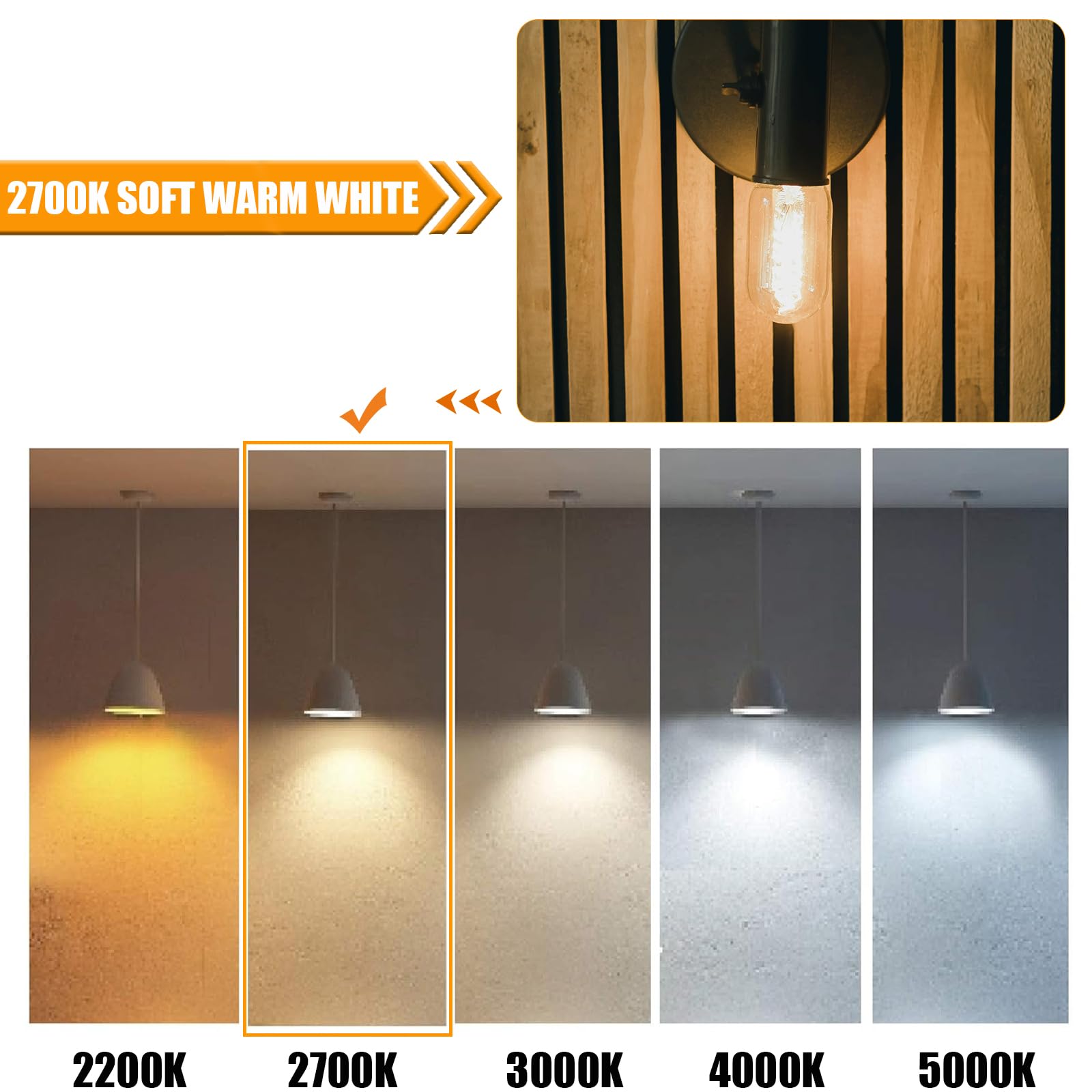 Winsaled T45 Dimmable E26 Led Bulb 60 Watt Equivalent,Vintage E26 Edison Bulbs,Tubular Clear Decorative Light Bulb,2700K Led Lig