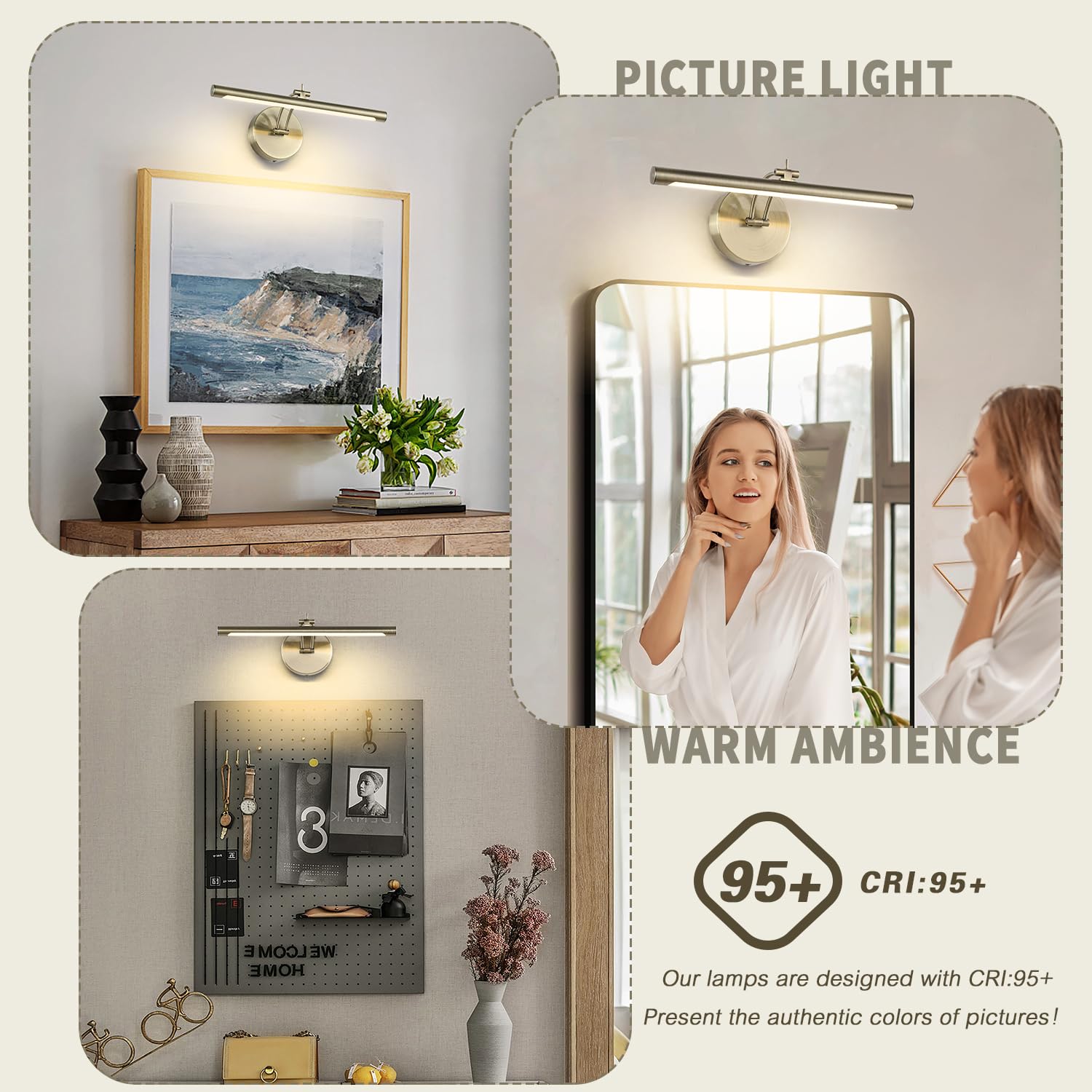 7Degobii Dimmable Picture Light - 15.75" Adjustable Swing Arm, Antique Bronze, 7W LED for Artwork Display, Model 5899