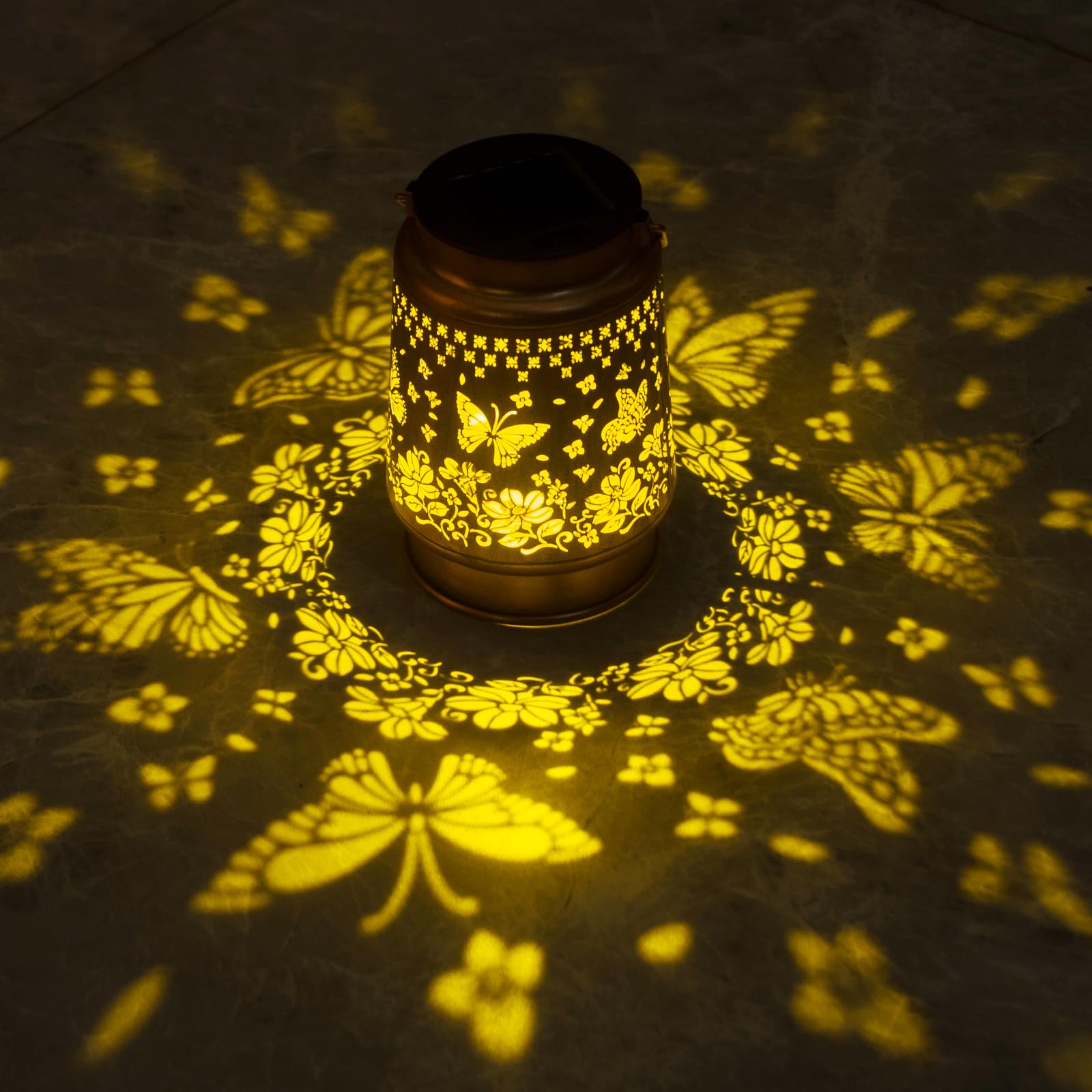 Kyoryuger Solar Lantern Outdoor Butterfly Garden Decor Rgb Solar Lights Gifts For Women Mom Grandma Retro Metal Decorative Led Hanging Lanterns Decoration Outside For Yard Patio Garden Backyard