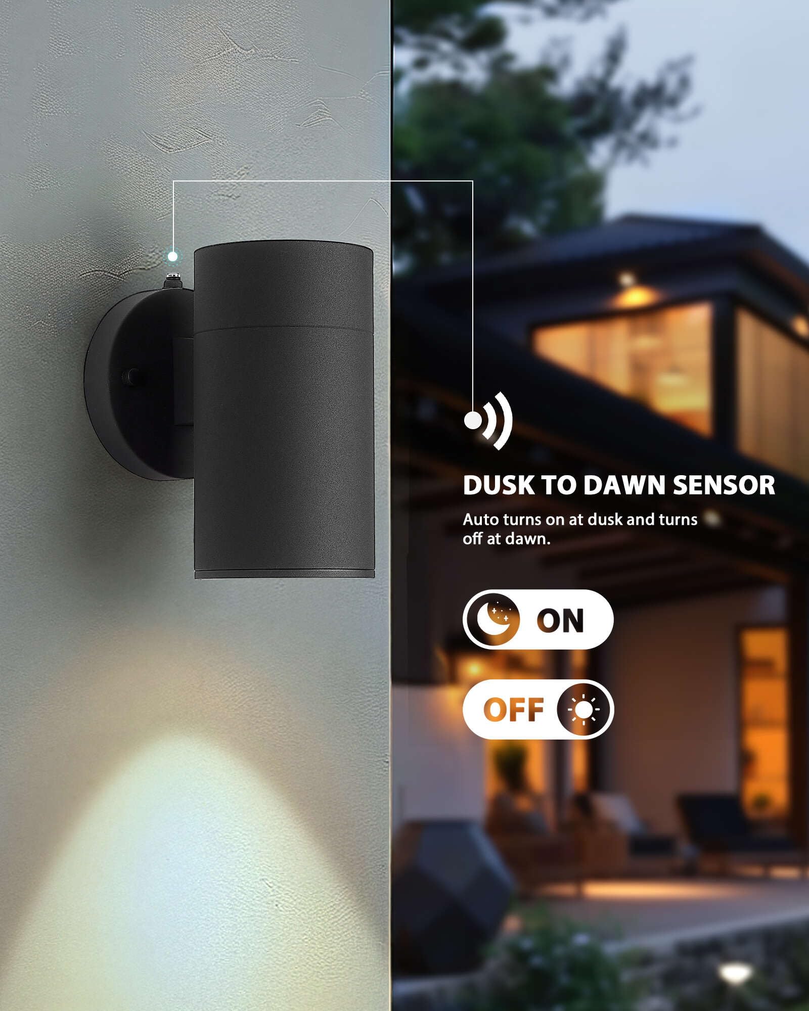 Ken & Ricky Dusk to Dawn Wall Lights, 4 Pack, Matte Black, Aluminum, with Tempered Glass Cover, Model KR3378-W-4PK-B