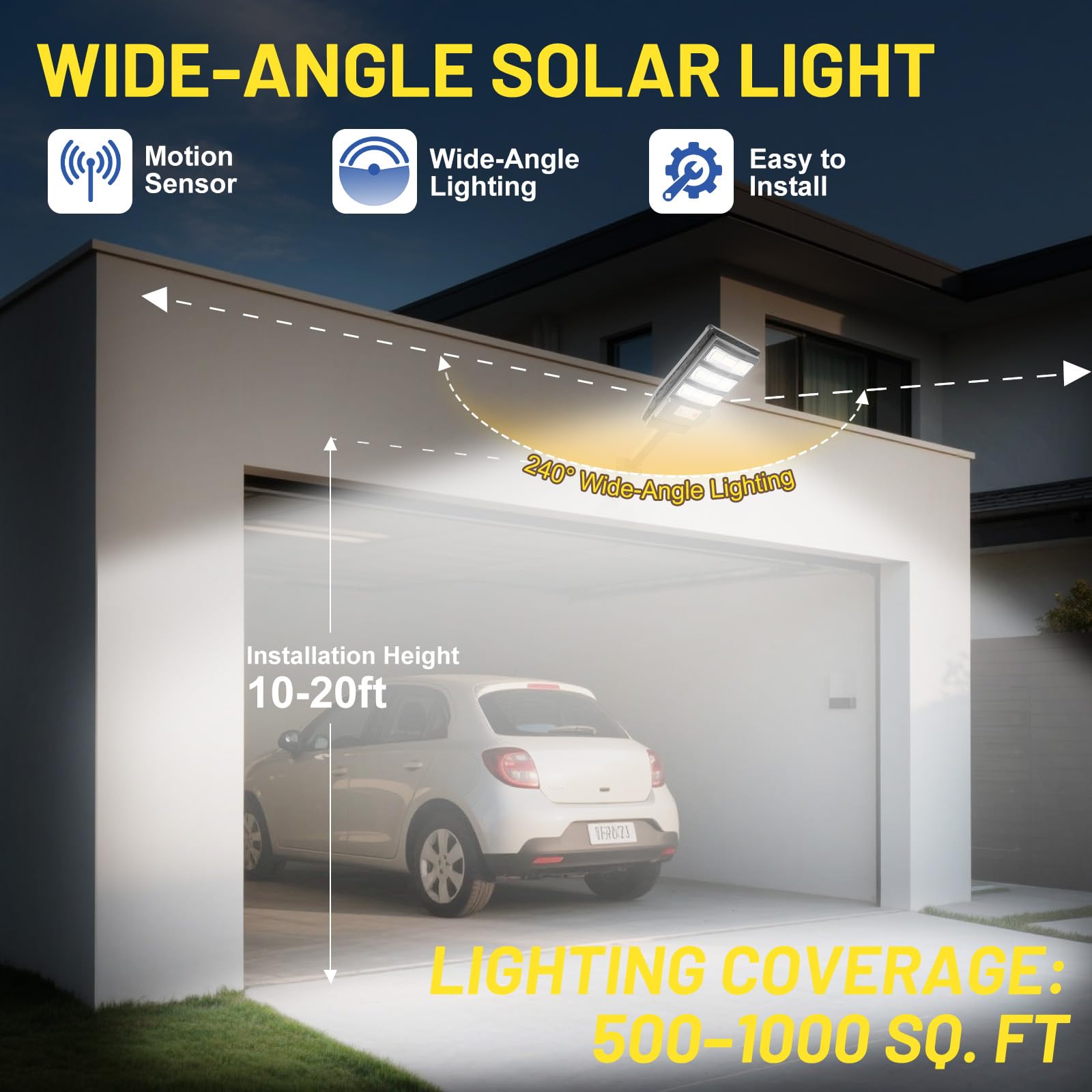 Solar Lights Outdoor Waterproof 4 Pack, Flood Lights Motion Sensor Solar Powered, Dusk to Dawn Outdoor Lighting Remote Control,