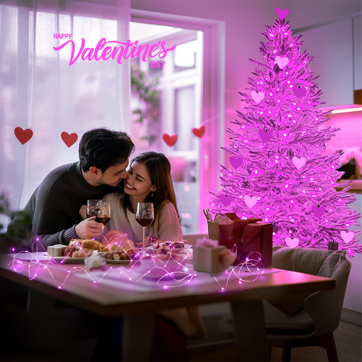 Jmexsuss 200 Led Fairy Room Lights, 66 Ft Pink Lights Outdoor Waterproof 8 Modes Pink String Lights Indoor With Wheel, Remote Co