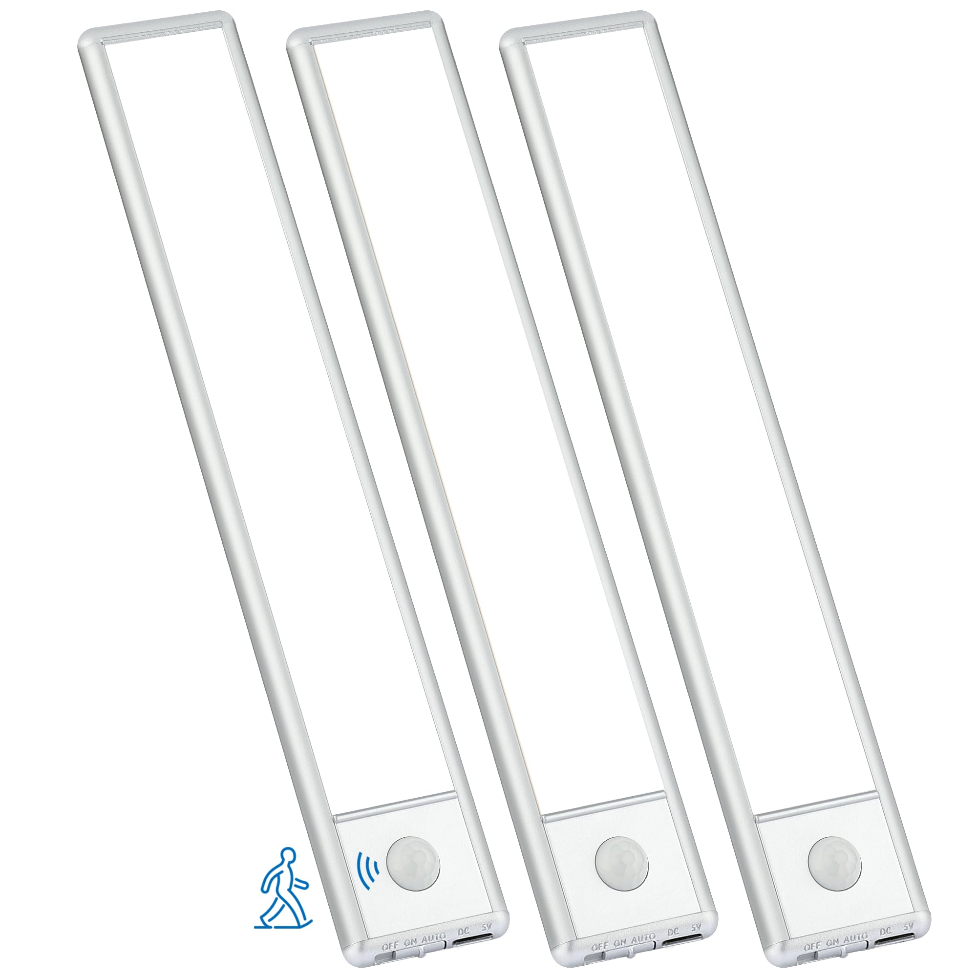 YLXS Motion Sensor Under Cabinet Lighting, 8-inch, Magnetic, Rechargeable, Cool White, 3-Pack, Model T081