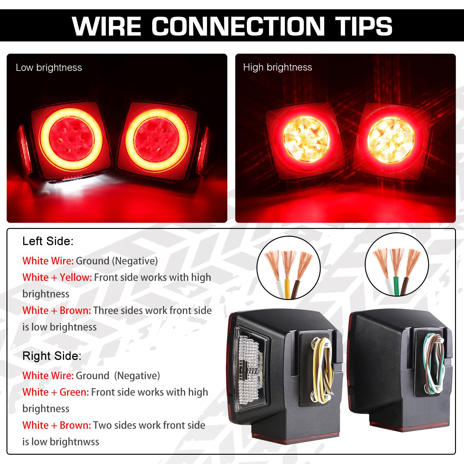 Linkitom New Halo Submersible Led Trailer Light, Super Bright Brake Stop Turn Tail License Lights For Camper Truck Rv Boat Snowm