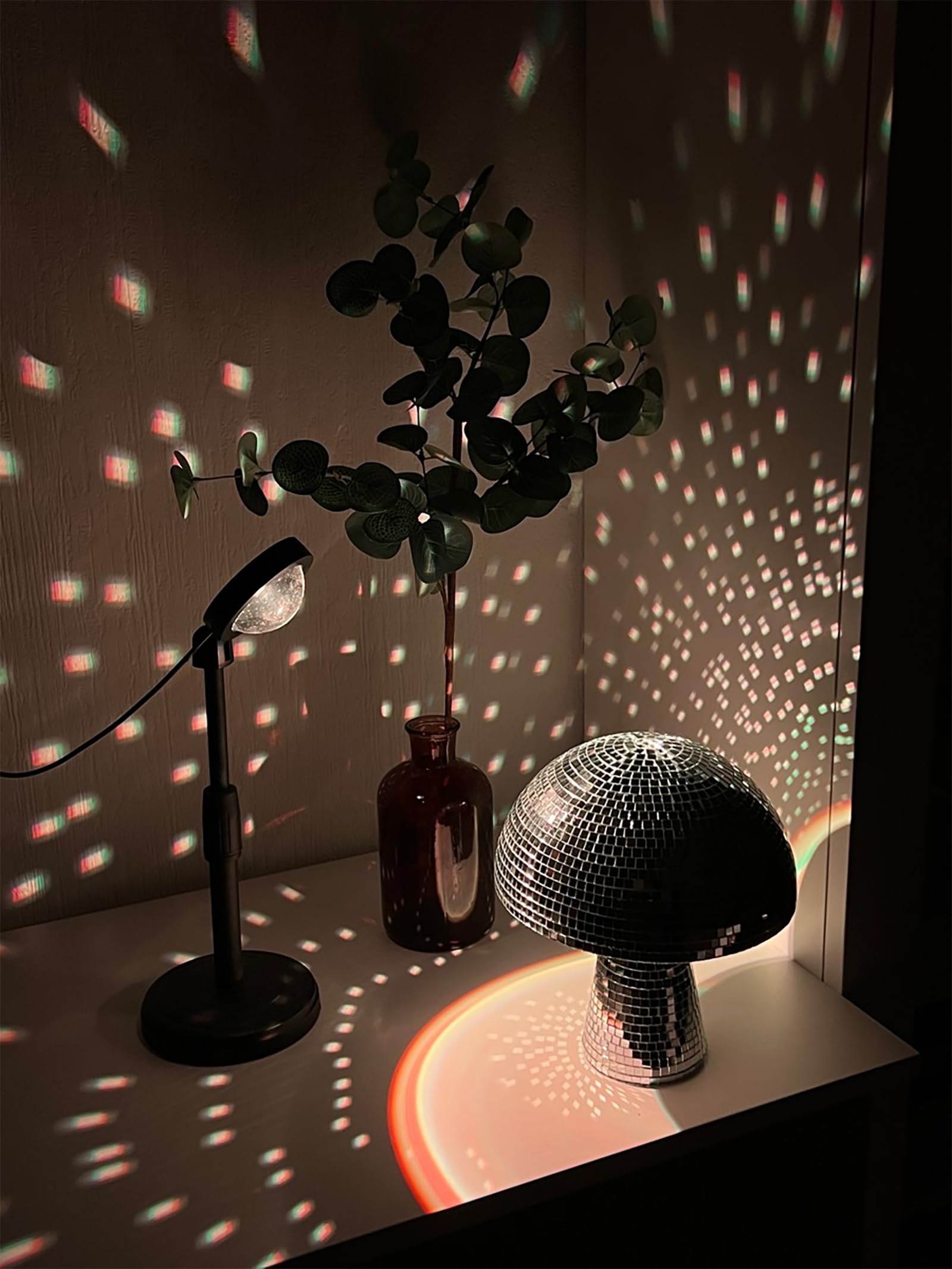 Yeehlmer Creative Mushroom Disco Ball For Party Table Decor Mirror Retro Handmade Disco Ball Mushroom Shape Home Art Decorations Bar Ornaments (Silver M(7))