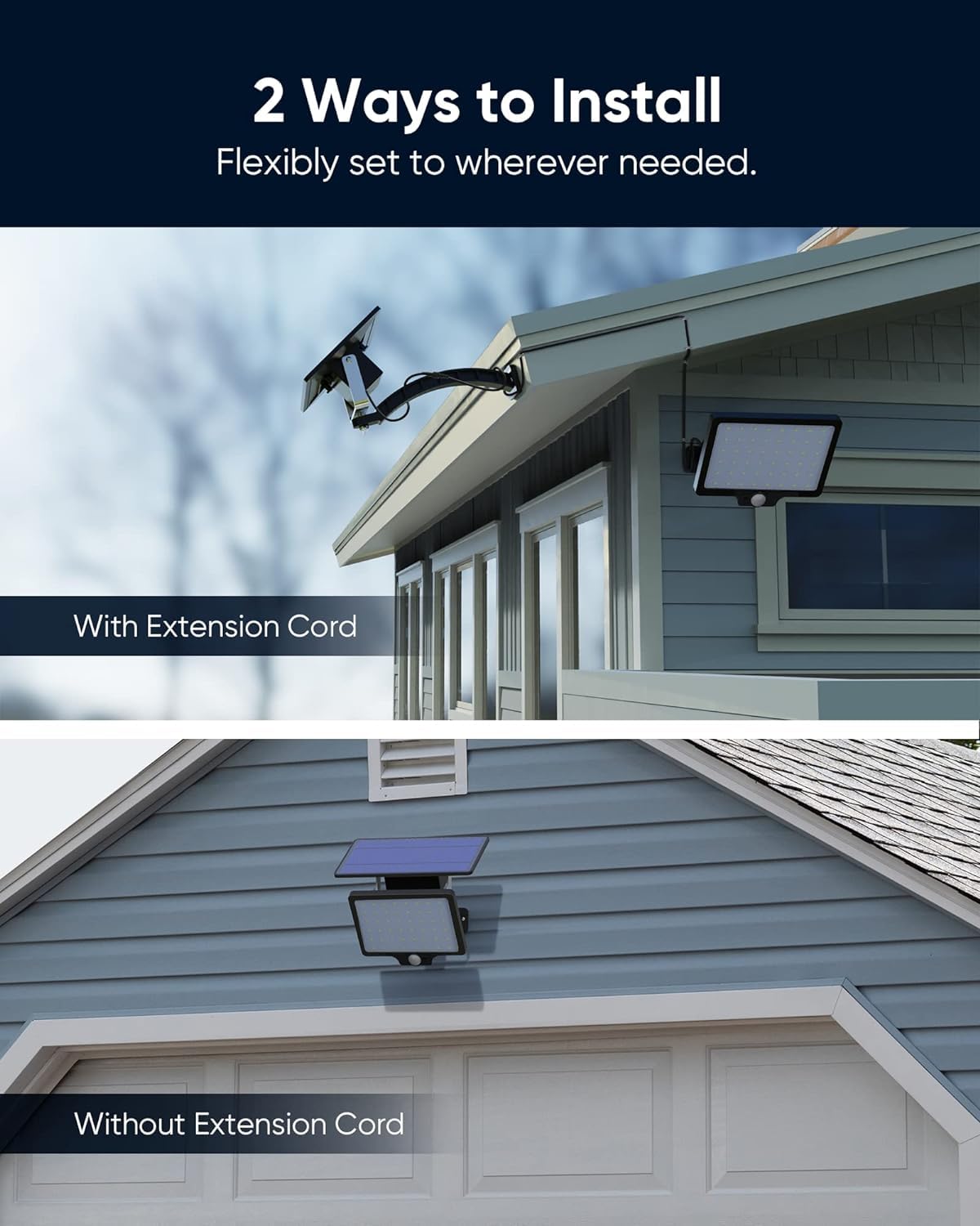 JACKYLED Solar Flood Lights Outdoor, 1000 Lumens, Motion Sensor, 48 LED, IP65 Waterproof, 3 Modes, Model JACKYLED756, Black