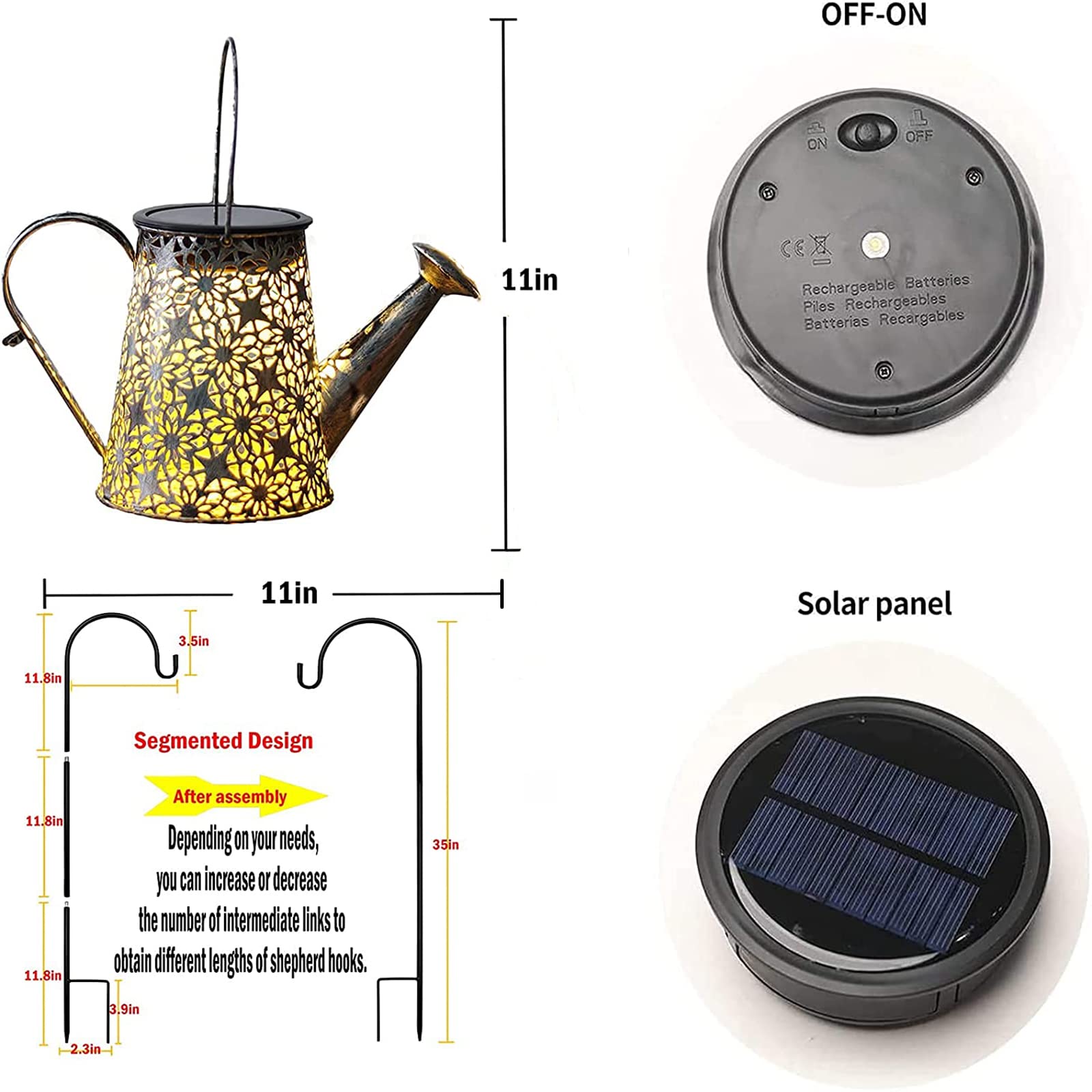 Vcdsoy Solar Watering Can Lights, Solar Lights Outdoor Waterproof, Large Retro Metal Hanging Gardening Gifts For Mom Grandma Wom