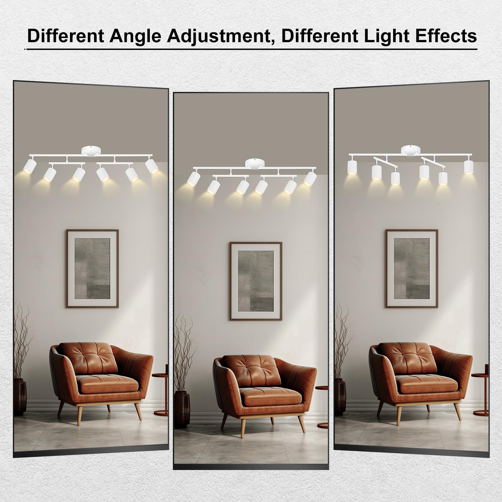 Auquee 6 Light Track Lighting Fixtures Ceiling  Matte White Kichen Track Lighting Fixtures With Rotatable Light Heads  Upgrade Light Poles  Modern Led Spot Lights For Kitchen/Hallway  No Gu10 Bulb