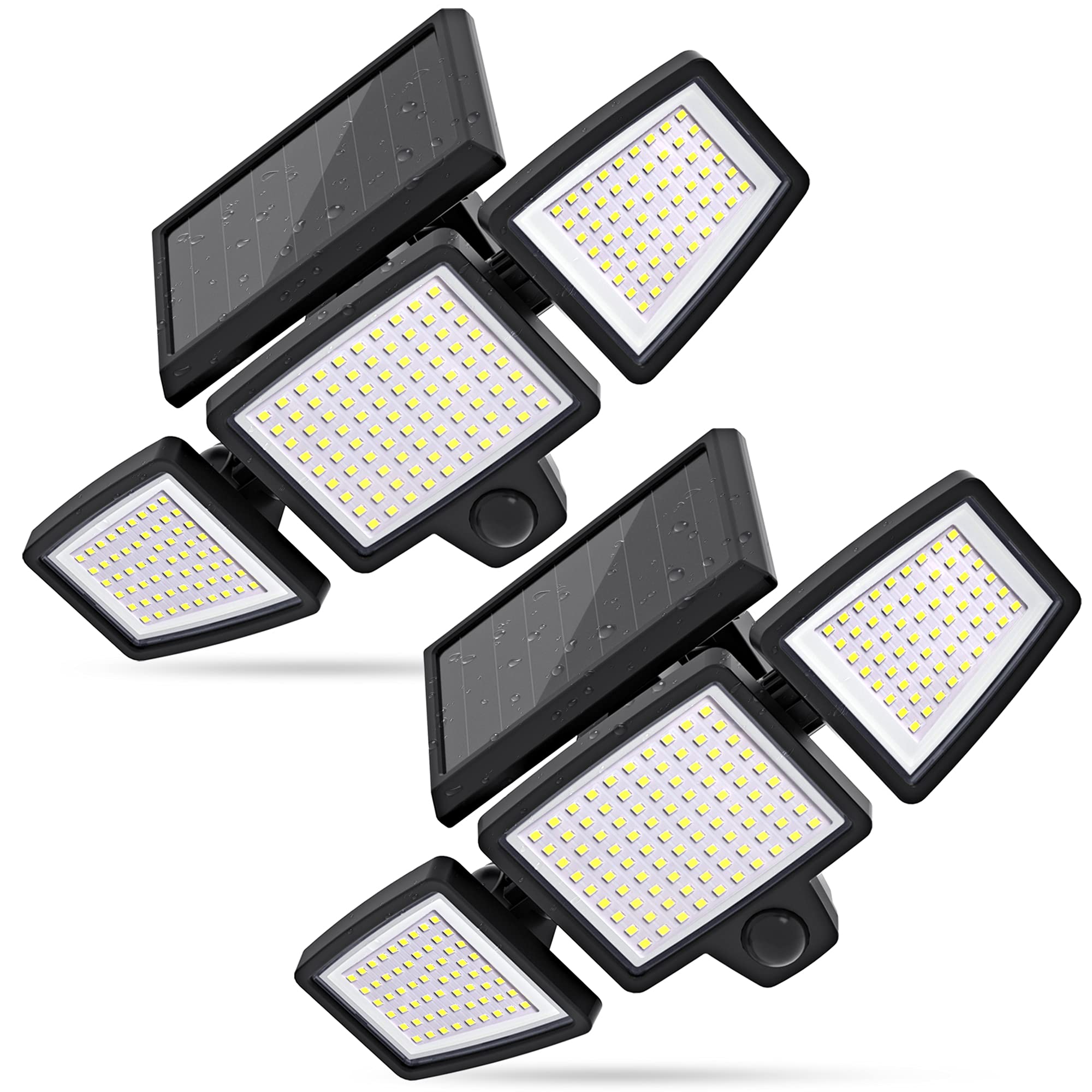 KERNOWO Solar Lights Outdoor, 210 LED 2500LM Solar Flood Security Lights with 25FT Motion Sensor IP65 Waterproof 3 Heads Spot Fl