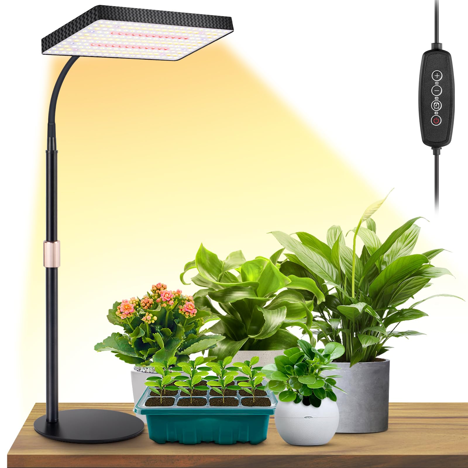 Lbw Grow Lights For Indoor Plants Full Spectrum, 214 Leds Plant Lights For Indoor Growing, Desk Plant Grow Lights Indoor With Timer 4/8/12H, 6 Dimmable Levels, Plant Lamp Height Adjustable 10&quot;-26&quot;
