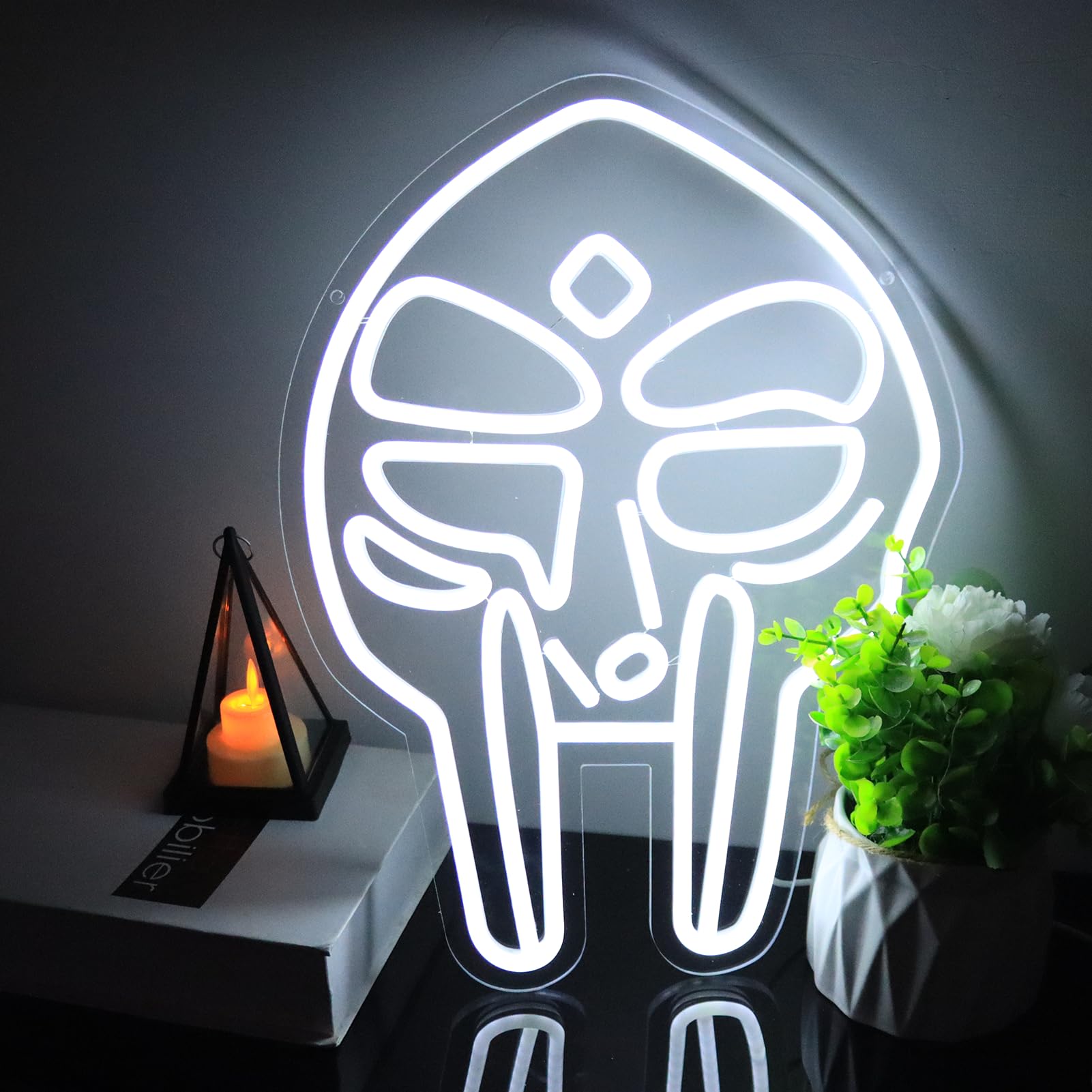 Fuendkf Mf Doom Mask Neon Signs For Wall Decor  Dimmable Gladiator protective covering Mask Neon Lights Usb Power Music And Rap Lovers Neon Lights For Hip Hop Fans Best Gifts  Man Cave  Music Bar And Bedroom