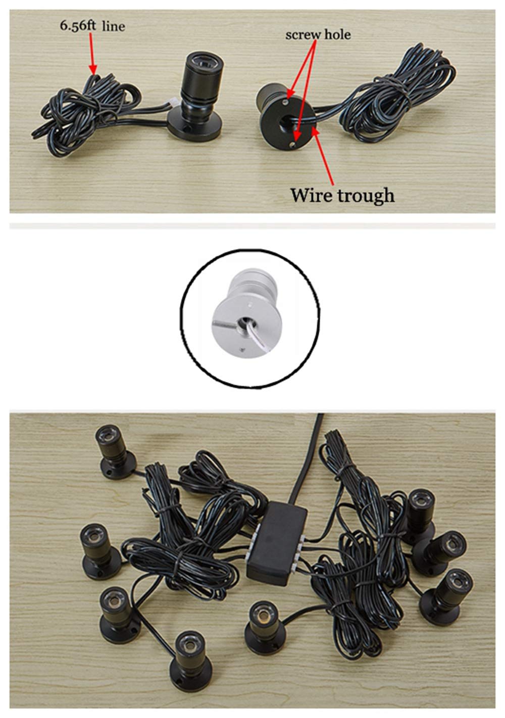 Xking 1.5W 12Vdc Dimmable Led Mini Spotlight Jewelry Showcase Display Lights Black Shell Surface Mount With Wireless Ir Dimmer (