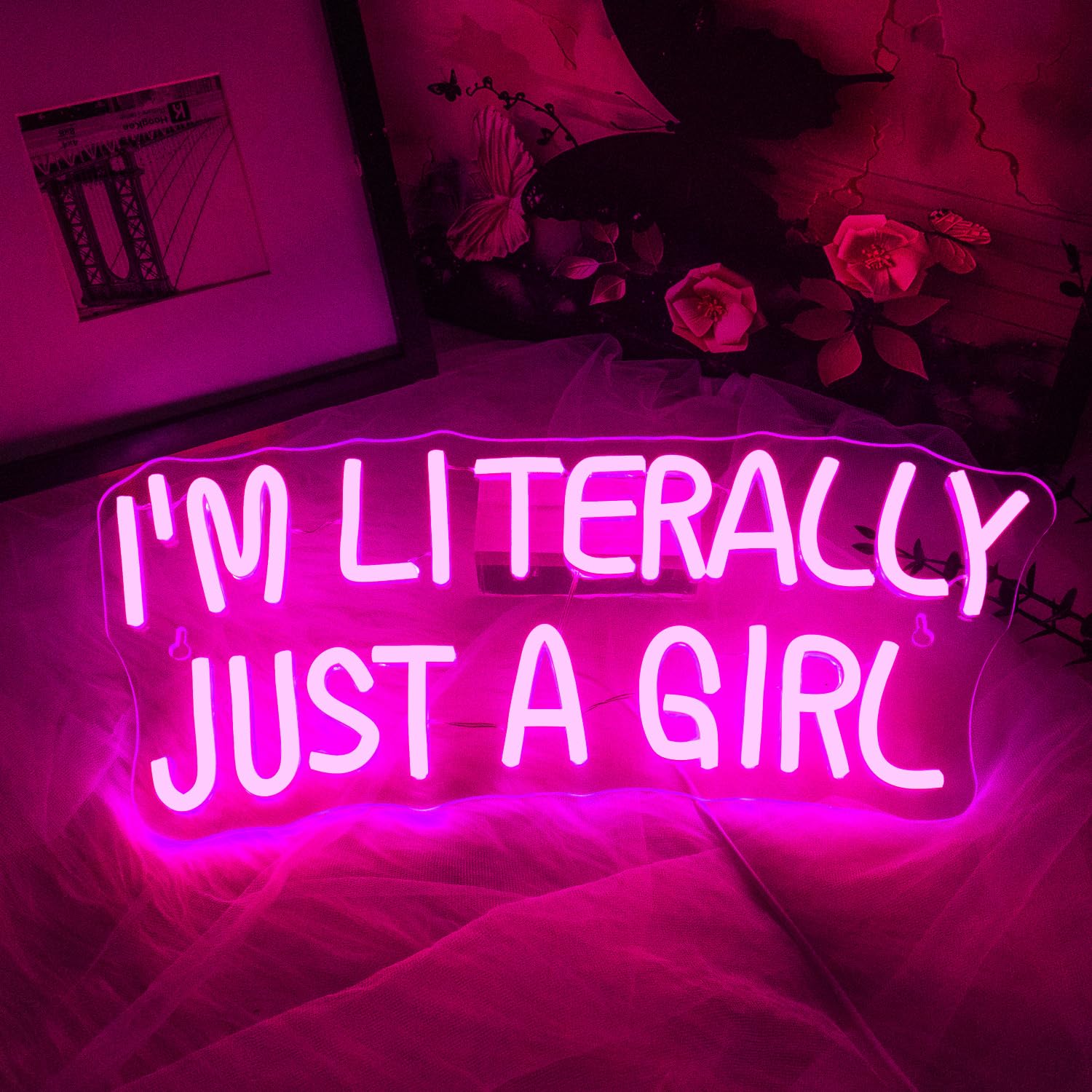 LUCUNSTAR Neon Sign - Pink LED Light for Wall Decor, Dimmable USB Connectivity, Perfect for Bedroom and Girlsroom Decor