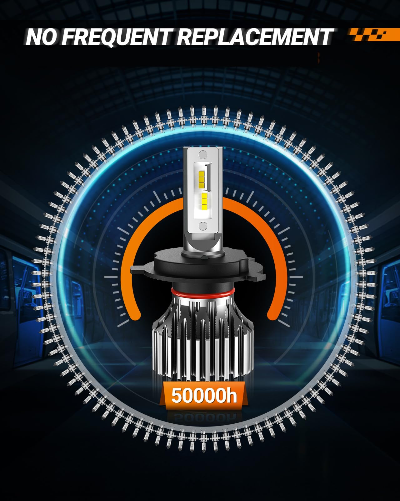SEALIGHT H4/9003/HB2 Bulb, 30000LM, 6500K White Light, IP67 Waterproof, 60000+ Hours Lifespan, 2