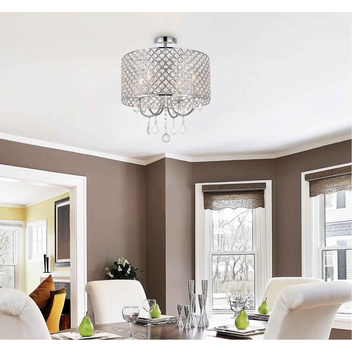 Living District 4-Light Metal Flush Mount, Chrome Finish, Model LD710F17C