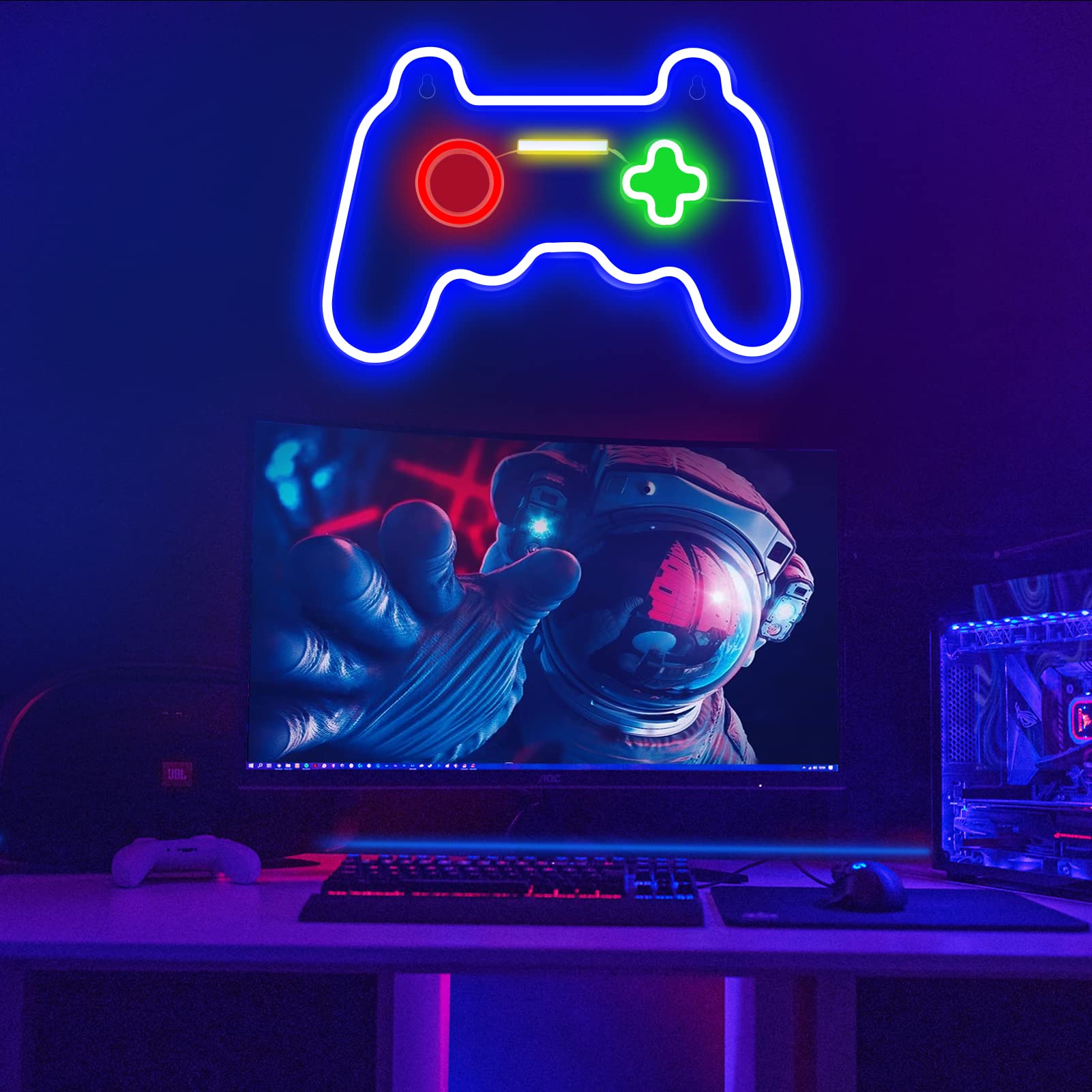 Game Neon Sign Gamepad Shape LED Neon Lights Signs for Wall Decor Gaming Controller LED Neon Signs for Bedroom Game Room Gaming