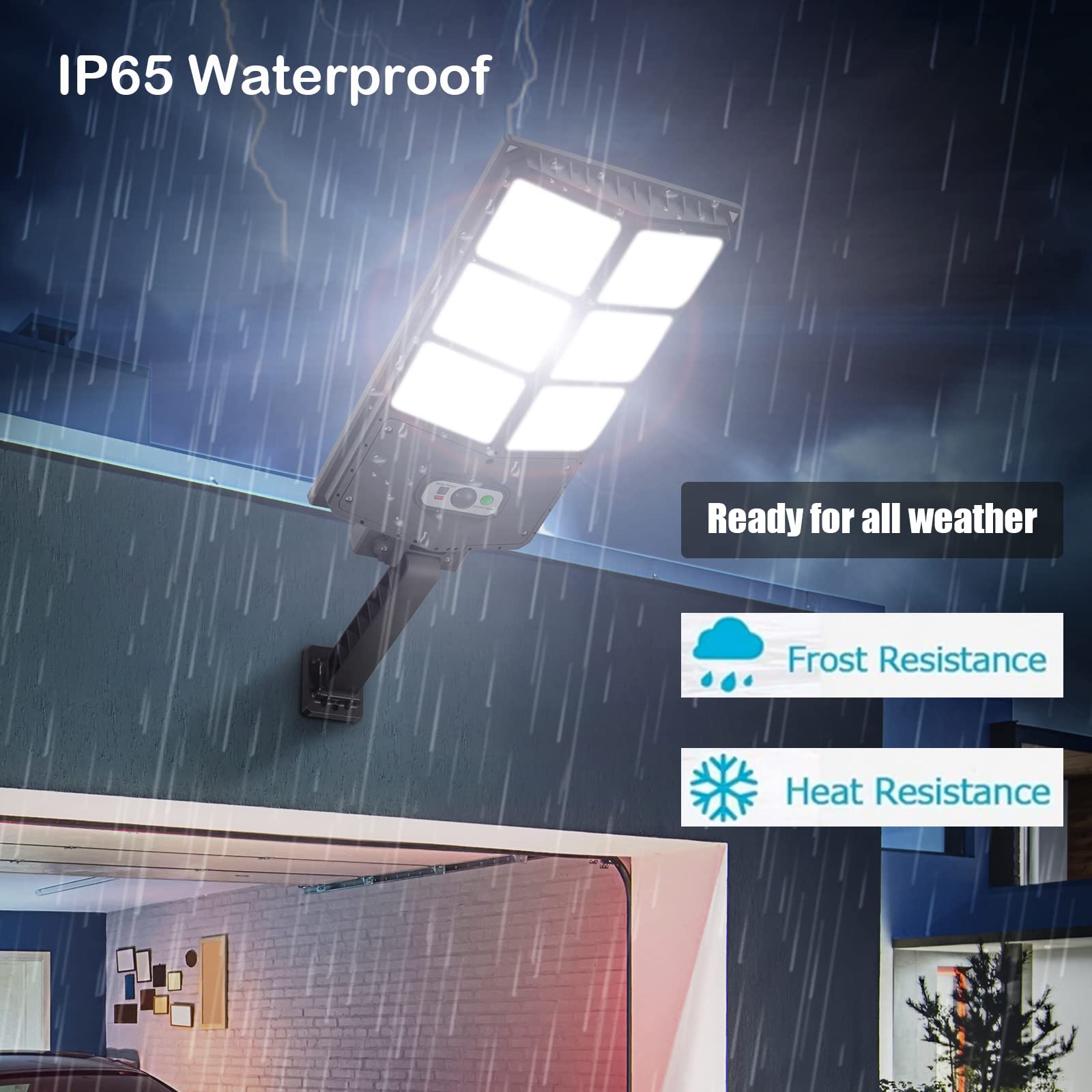 GORLDE 150W Solar Wall Light, Motion Sensor, 8000LM, IP65 Waterproof, Remote Control, Black