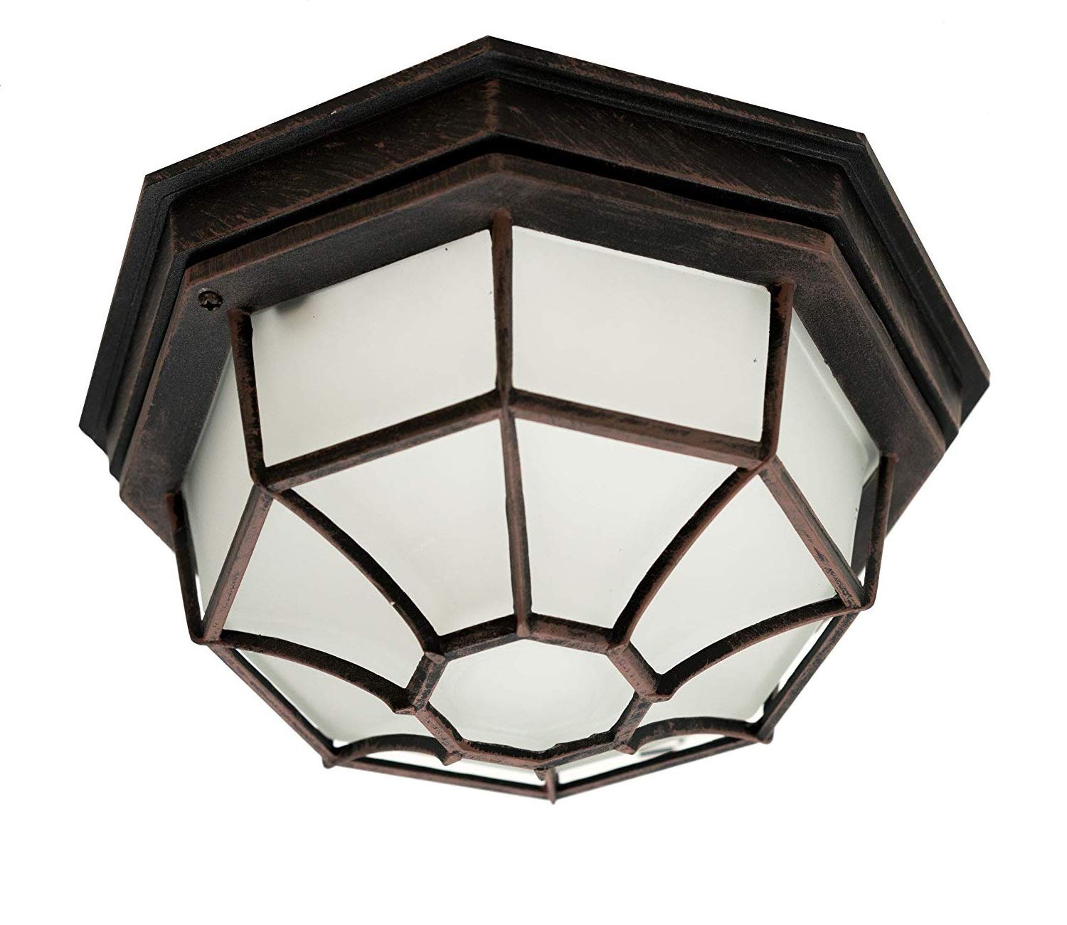 Trans Globe Imports 40582 RT Traditional One Light Flushmount Lantern from Benkert Collection in Bronze/Dark Finish, 11.00 inche