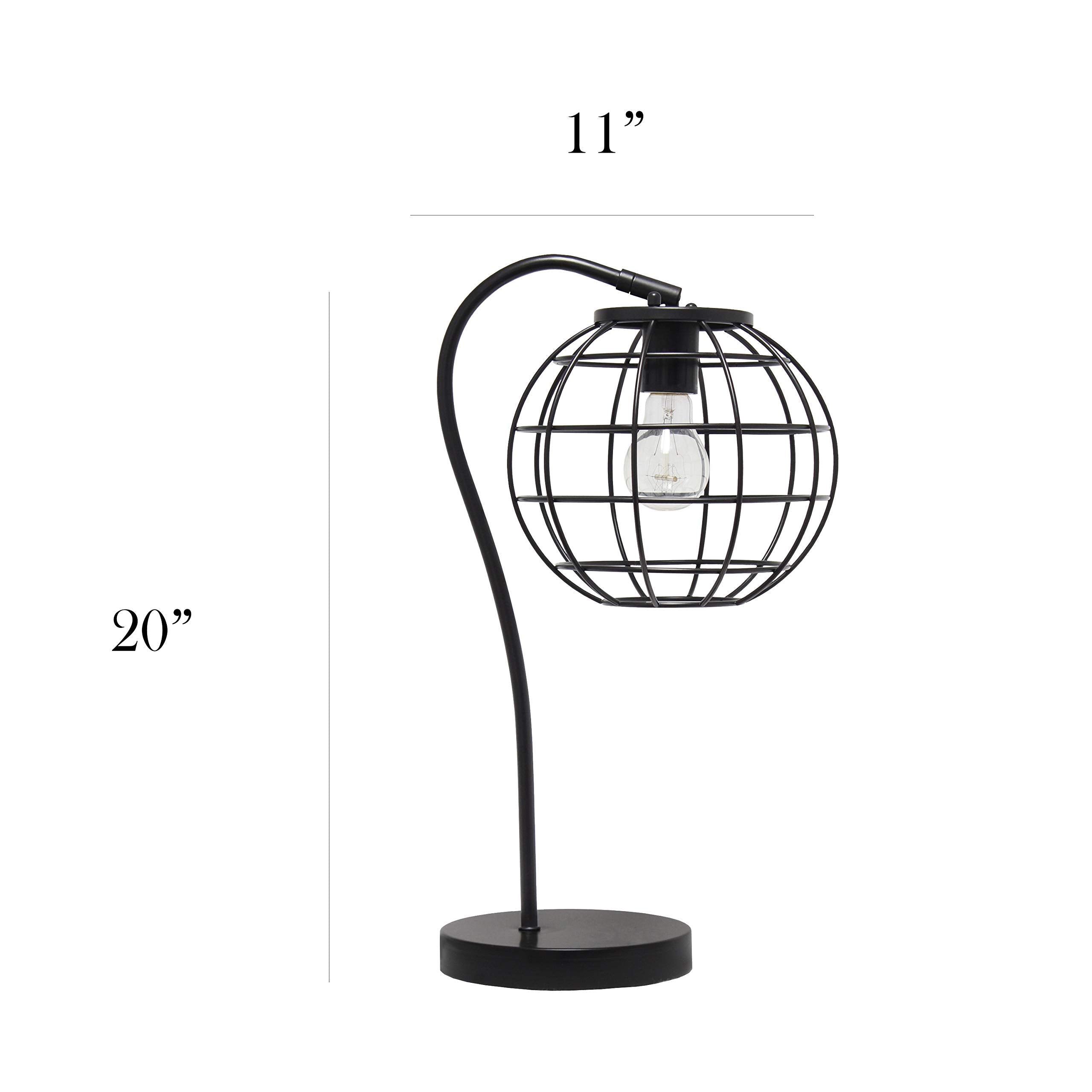Elegant Designs Lt2068-Blk Metal Table Desk Lamp, Black Caged Design
