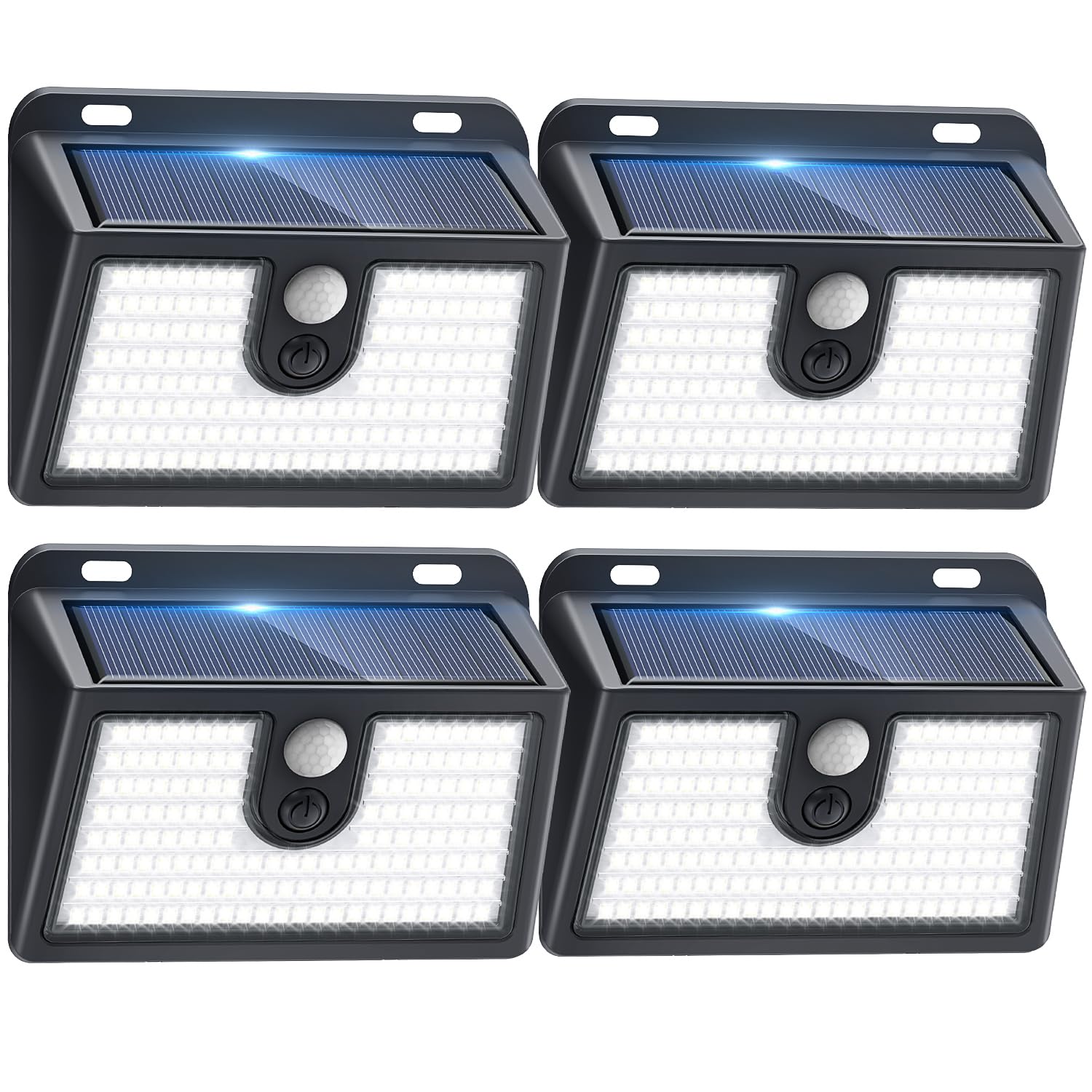 CLAONER Solar Motion Sensor Lights, Super Bright 4 Pack, Waterproof, Cool White, 3 Lighting Modes, Model SL354AB