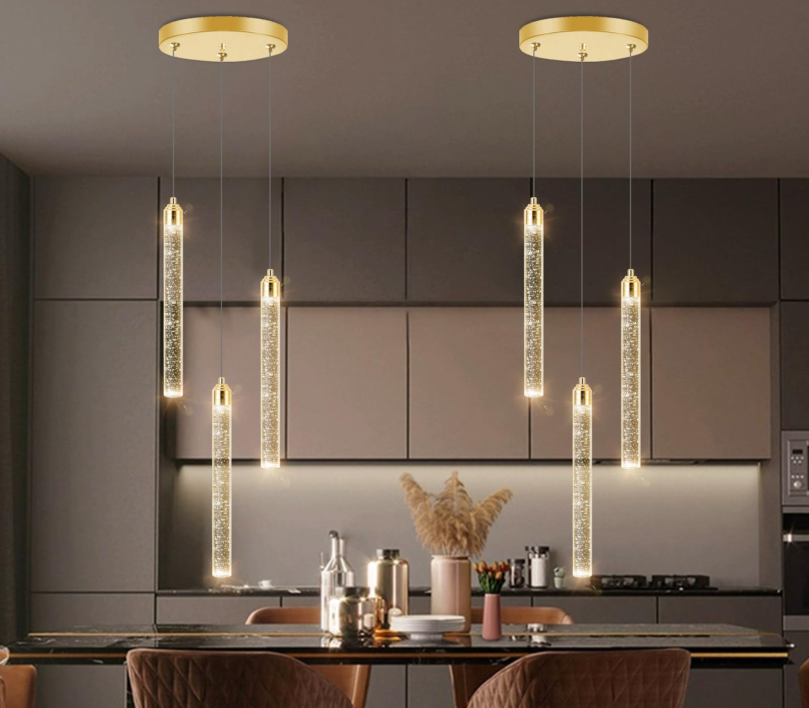 Pendant Lights Kitchen Island Mini Chandelier Gold Pendant Light Crystal Light fixtures Adjustable Hanging Ceiling Hanging Light