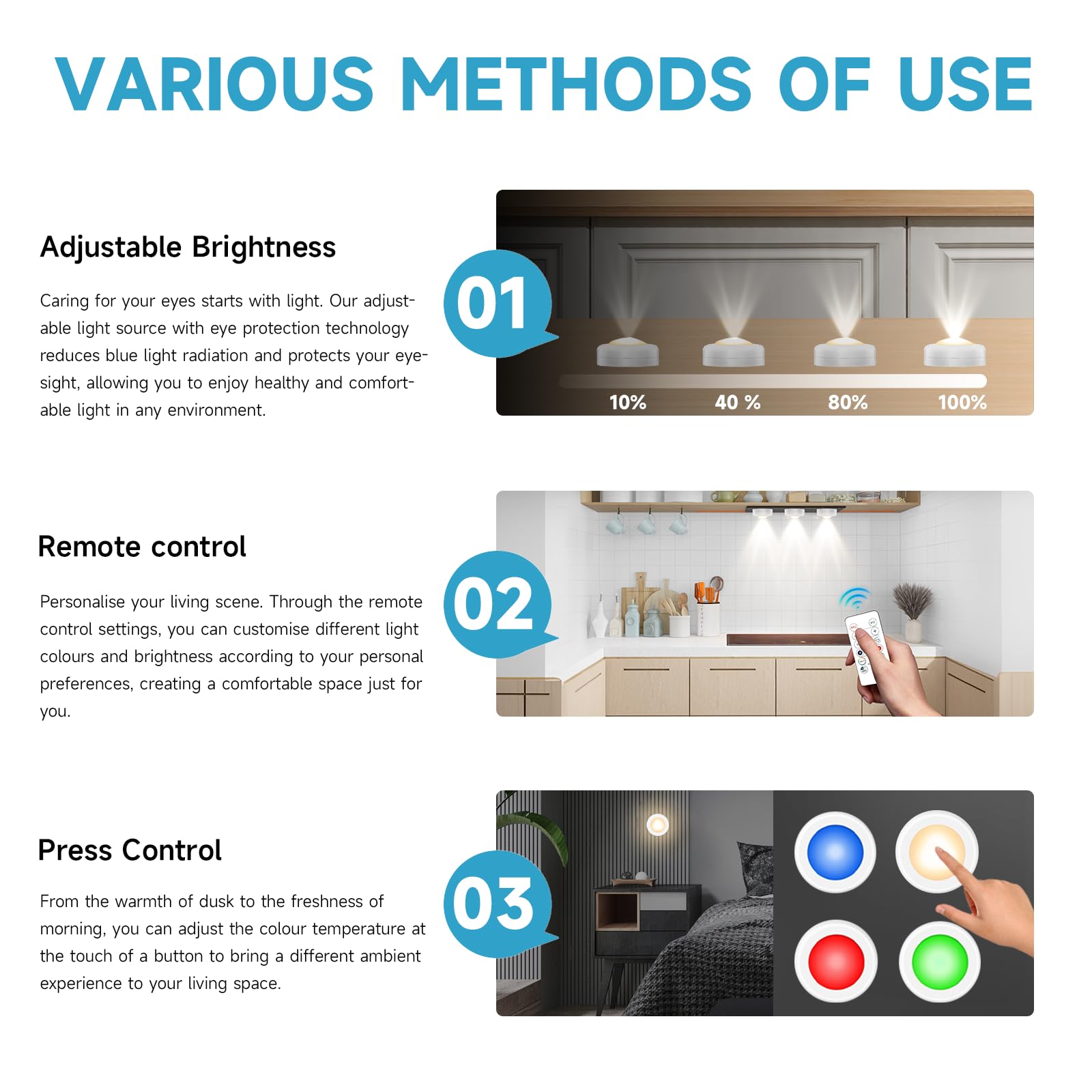 Led Puck Lights With Remote Control, 16 Color Changeable Under Cabinet With Control & Timing, Battery Operated Wireless Closet L