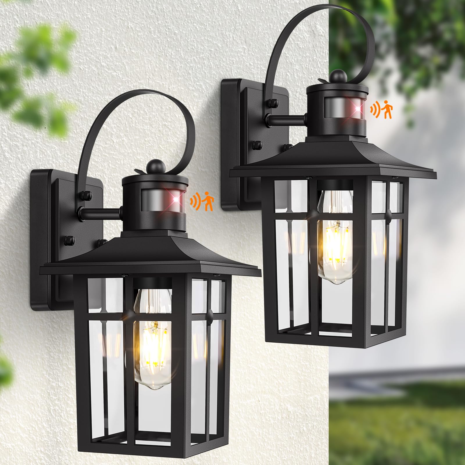 Outdoor Light Fixture Motion Sensor, 2-Pack Exterior Motion Sensor Outdoor Lights, Aluminum Outdoor Garage Lights Motion Sensor,