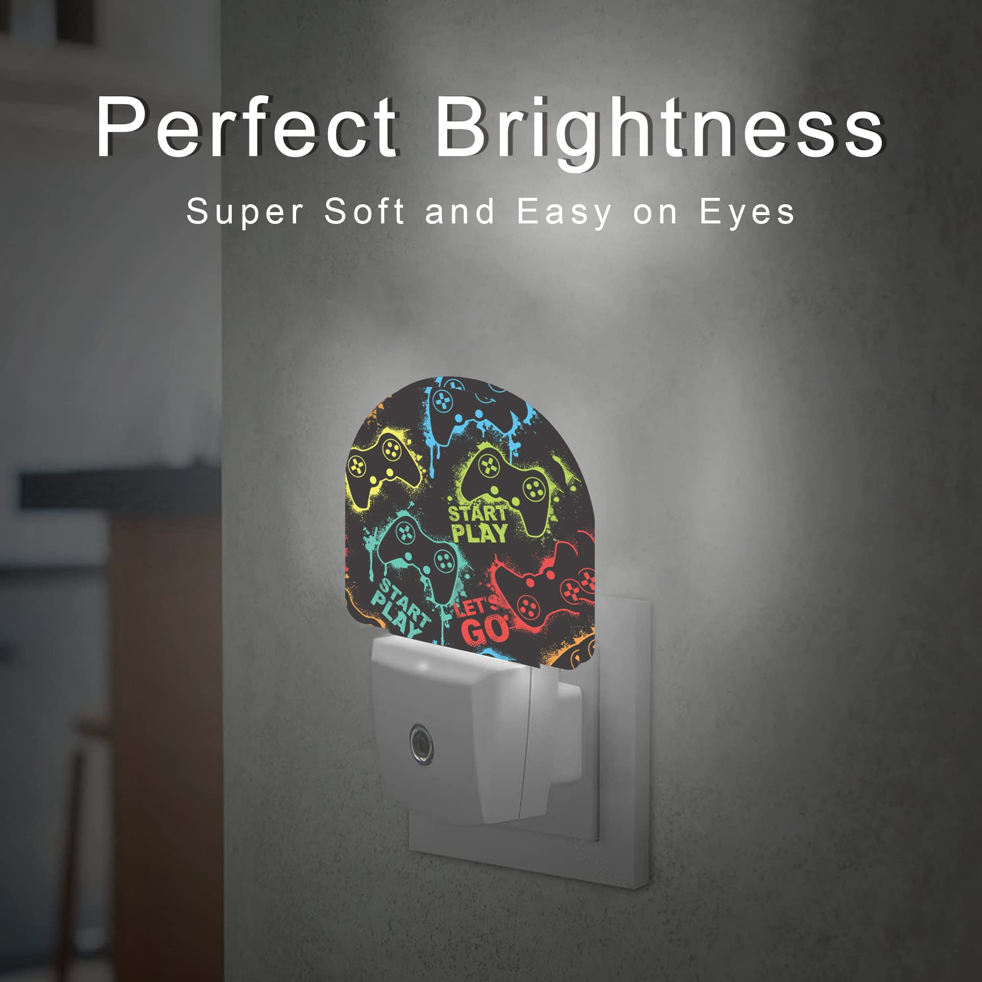 Aowula Gampad Gamer Night Light,Night Lights Plug Into Wall Decor For Stairway/Hallway/Kitchen,Dusk To Dawn Sensor Nightlights F