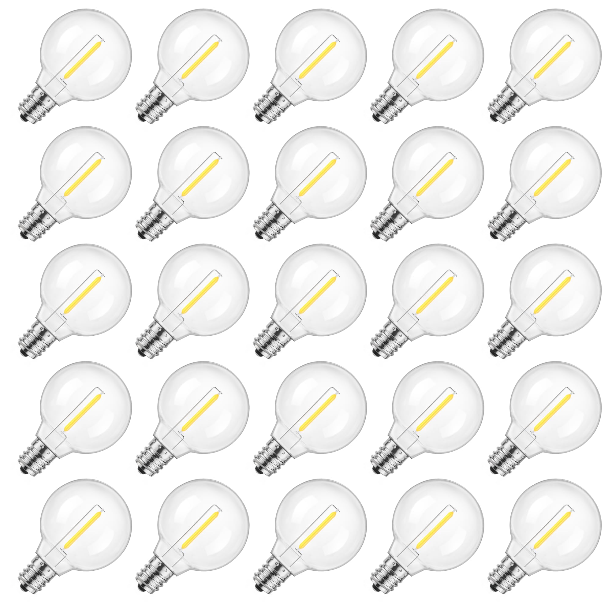 Mlambert G40 LED Replacement Light Bulbs, Dimmable E12 Base, Shatterproof, 25 Count, Neutral White 4000K, Model G40E121W-27