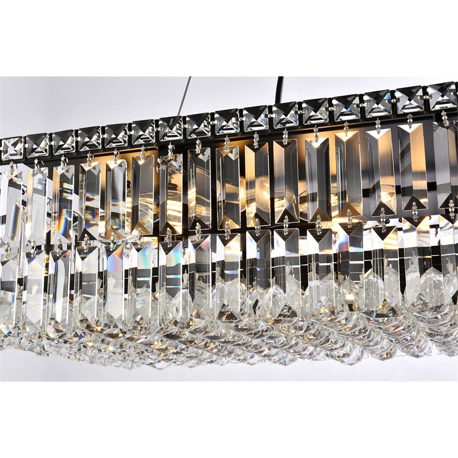 Elegant Lighting Maxime 36&quot; Black Metal & Crystal Chandelier - Luxurious Home Illumination