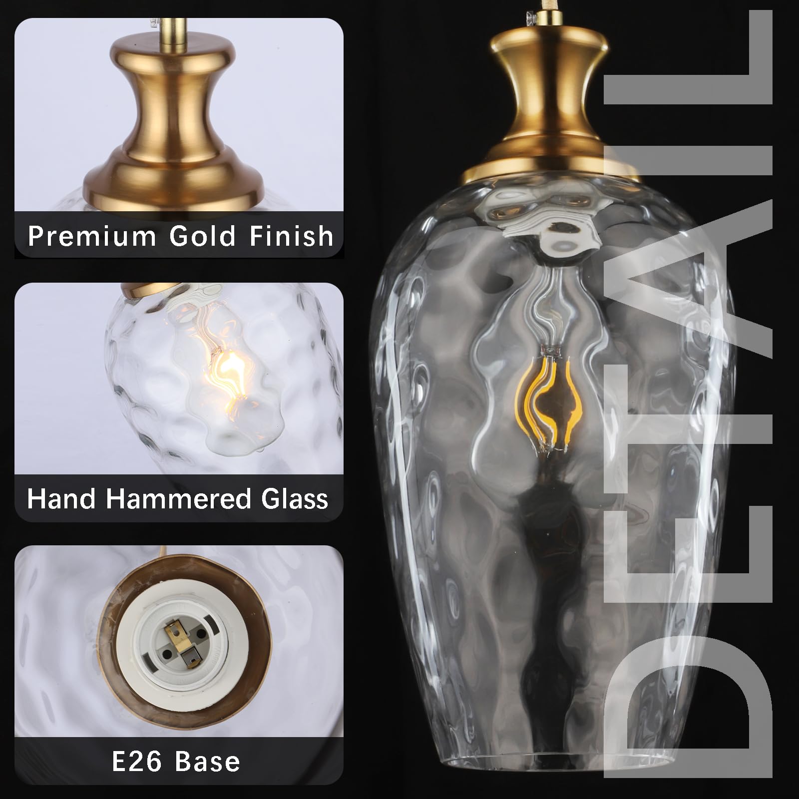 Saduenfr Glass Pendant Lights Kitchen Island Clear Glass Hanging Light Fixtures Farmhouse Brass Pendant Light For Kitchen Sink D