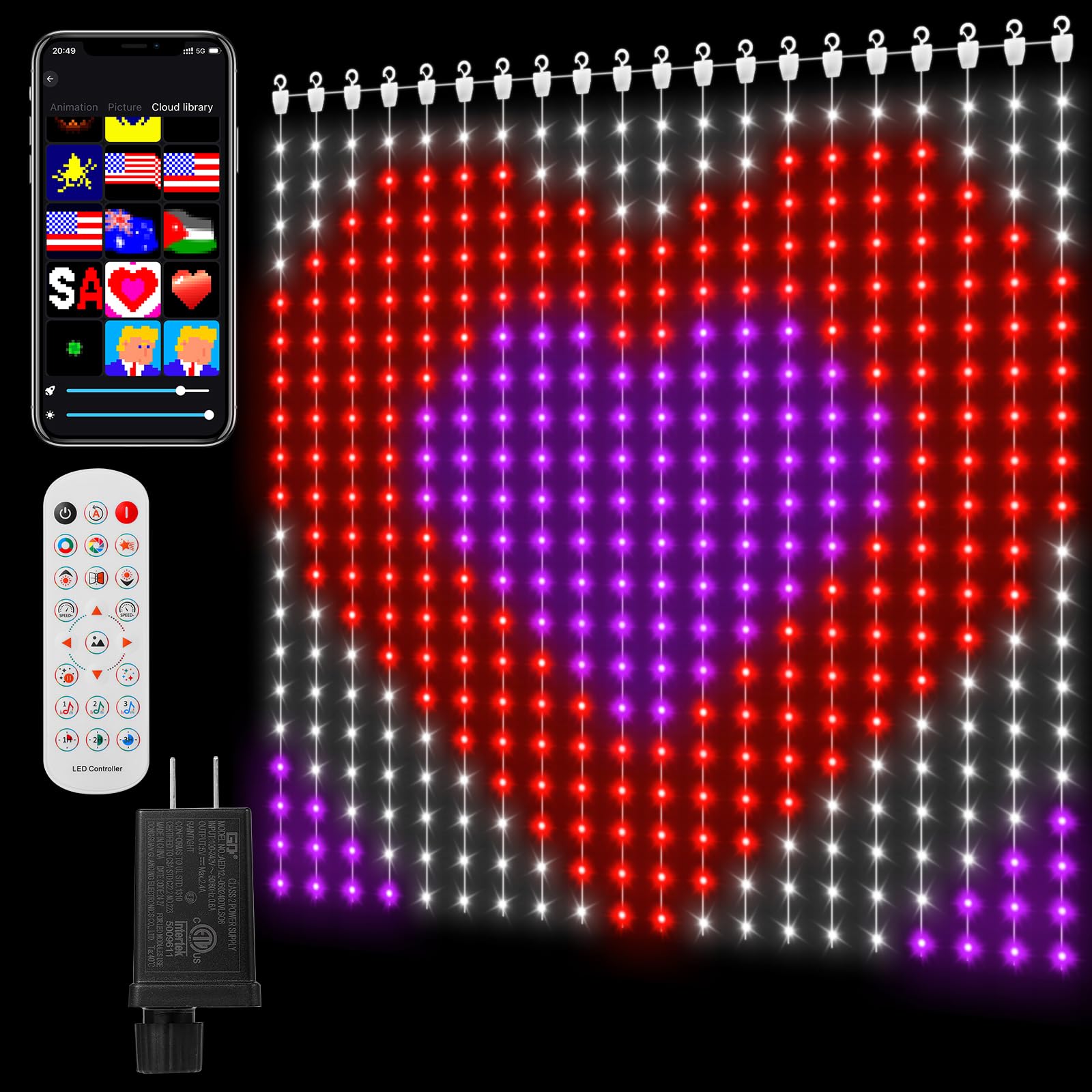 CoziTech Smart Curtain Lights 400 LED, Color Changing Curtain Lights 6.6 * 6.6 FT, Dynamic DIY Fairy String Curtain Lights for Bedroom Living Room Backdrop Easter Valentine Décor (APP +Remote Control)