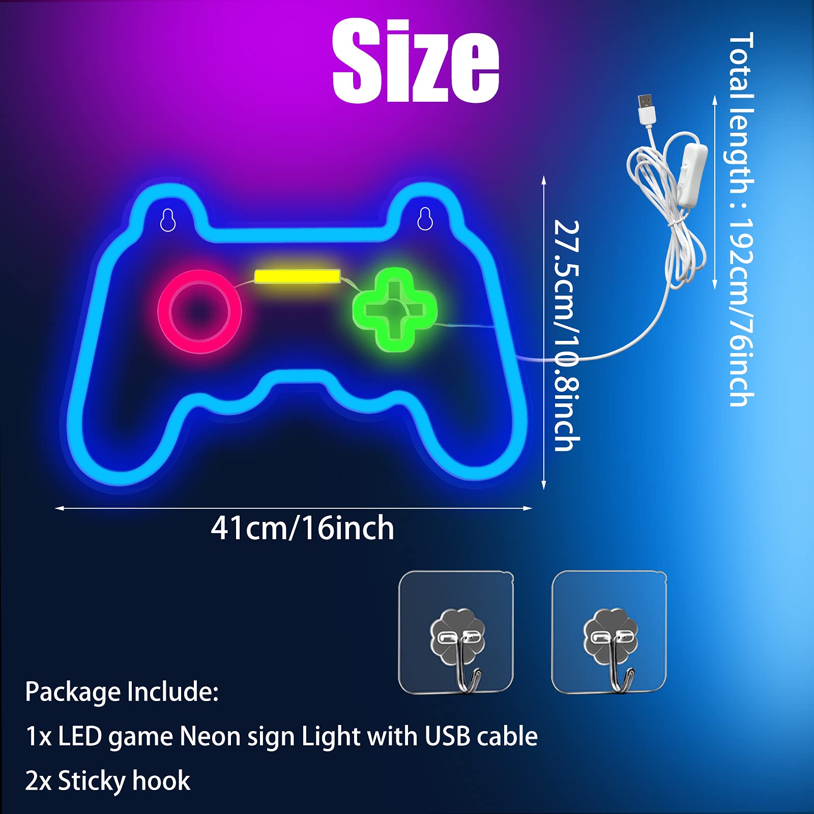 Game Neon Sign Gamepad Shape LED Neon Lights Signs for Wall Decor Gaming Controller LED Neon Signs for Bedroom Game Room Gaming
