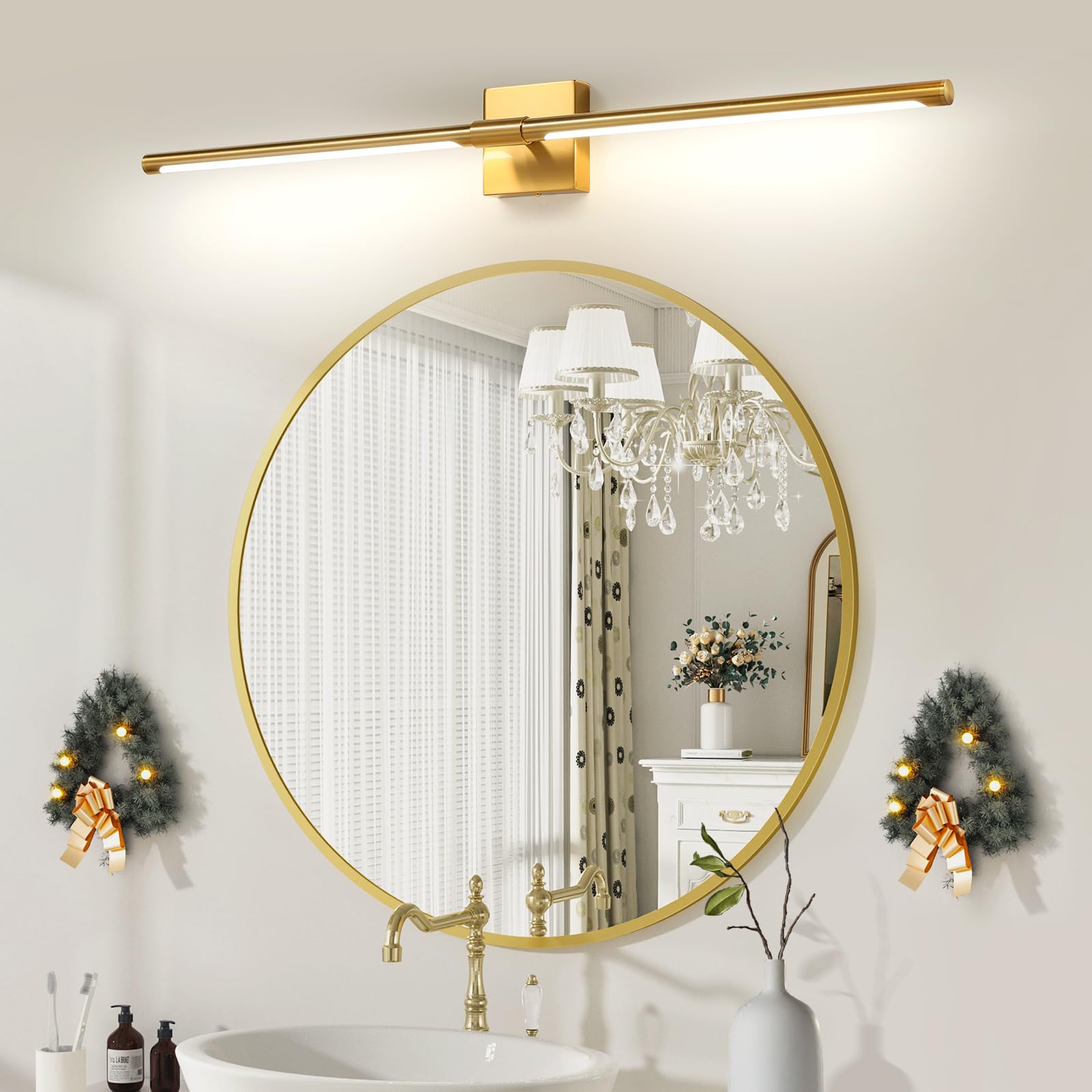 Faziyo Bathroom Vanity Light Fixtures Over Mirror 40 Inch Led Vanity Lights 4000K Morden Bathroom Sconce Picture Lights For Pain