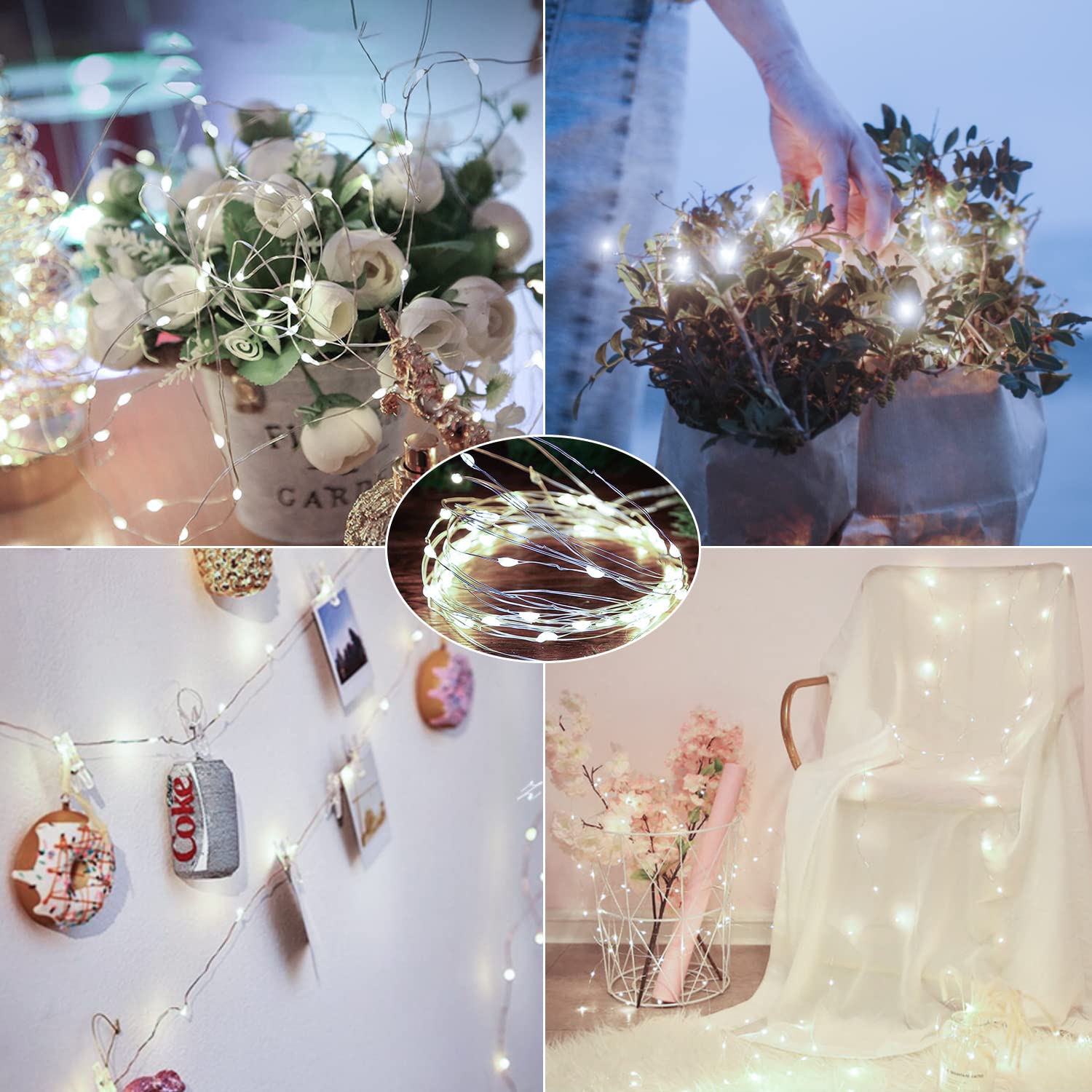 Brightown LED Fairy Lights 24 Pack 7 ft 20 LED Waterproof String Lights Silver Wire White