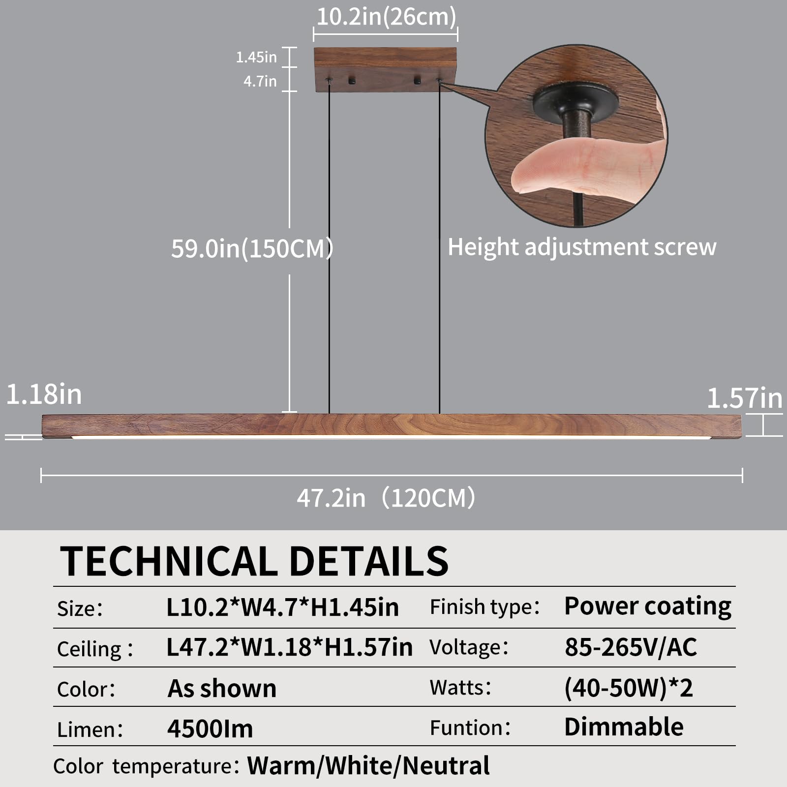 Linear Pendant Light, Modern Chandeliers For Dining Room, Dimmable Pool Table Island Lights For Kitchen, Led Ceiling Pendant Lam