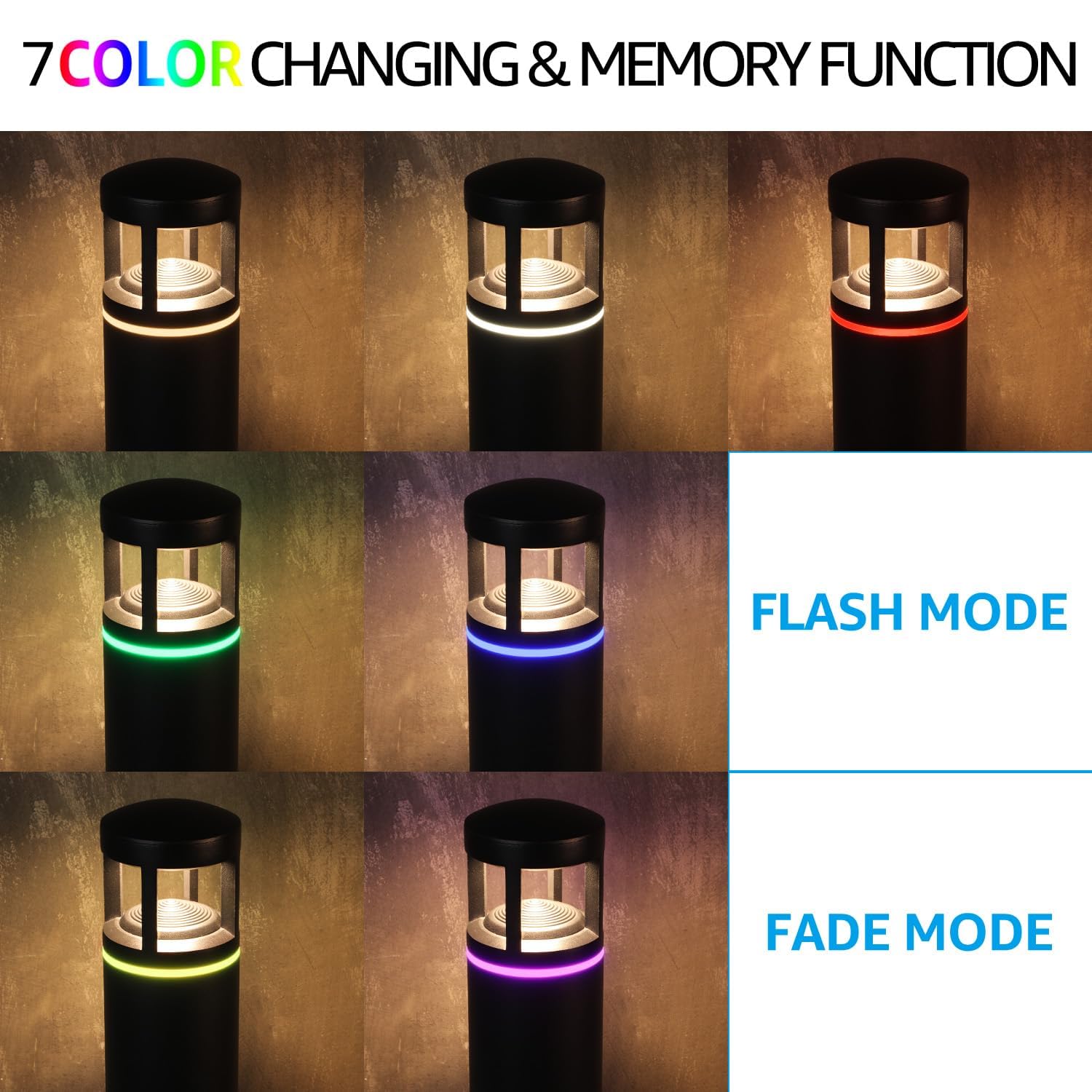 LEONLITE RGB Low Voltage Pathway Lights, 5W 12V AC/DC, Aluminum, IP65, Color Changing, Pack of 4, Unique Light Pattern, 3000K