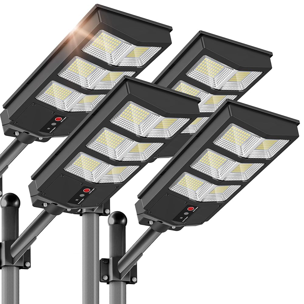 Sunwish Solar Street Lights Outdoor 6500K Solar Lights Outdoor Motion Sensor, Commercial Parking Lot Light Dusk to Dawn with Rem